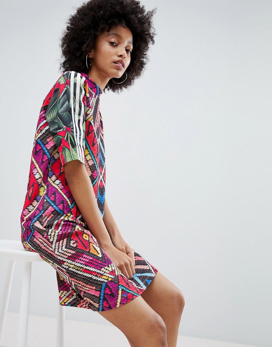 Sæson eksegese Materialisme adidas Originals Originals X Farm Multi Print High Neck Dress | Lyst