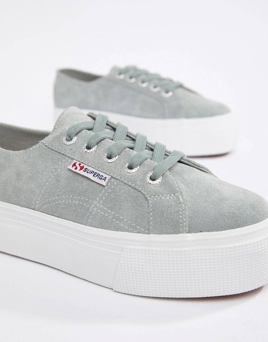 Zapatillas de deporte con plataforma plana de 4 cm de ante gris 2790 Superga  de Ante de color Gris | Lyst