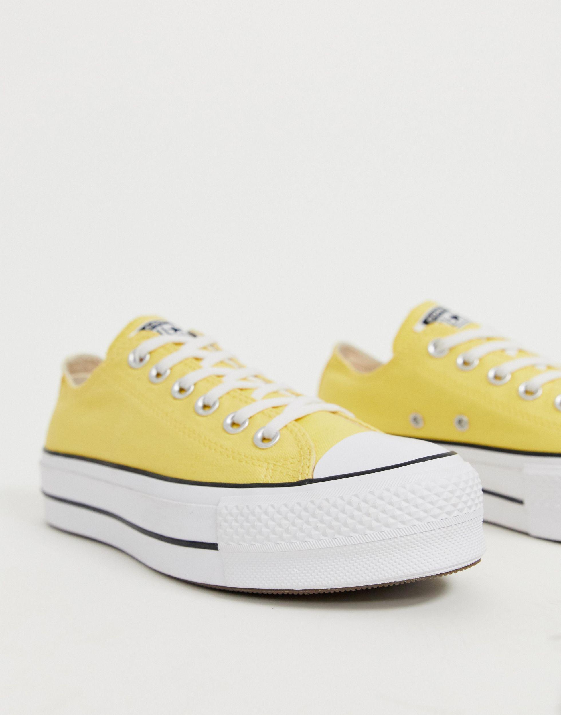 Converse Chuck Taylor All Star Lo Yellow Platform Trainers | Lyst