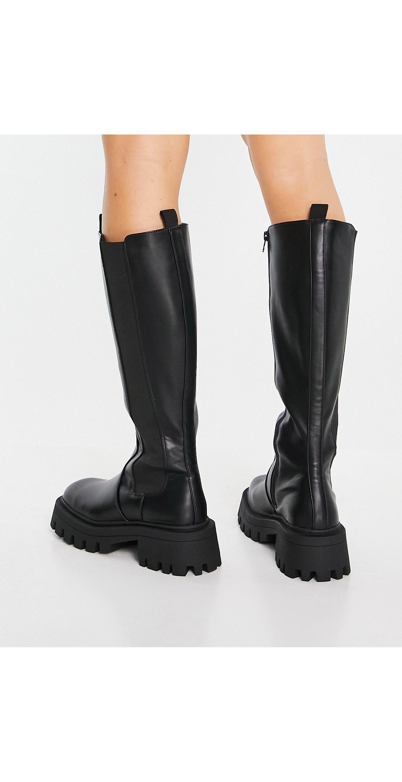 Chestnut - stivali al ginocchio neri con punta squadrata e suola spessa di  ASOS in Nero | Lyst