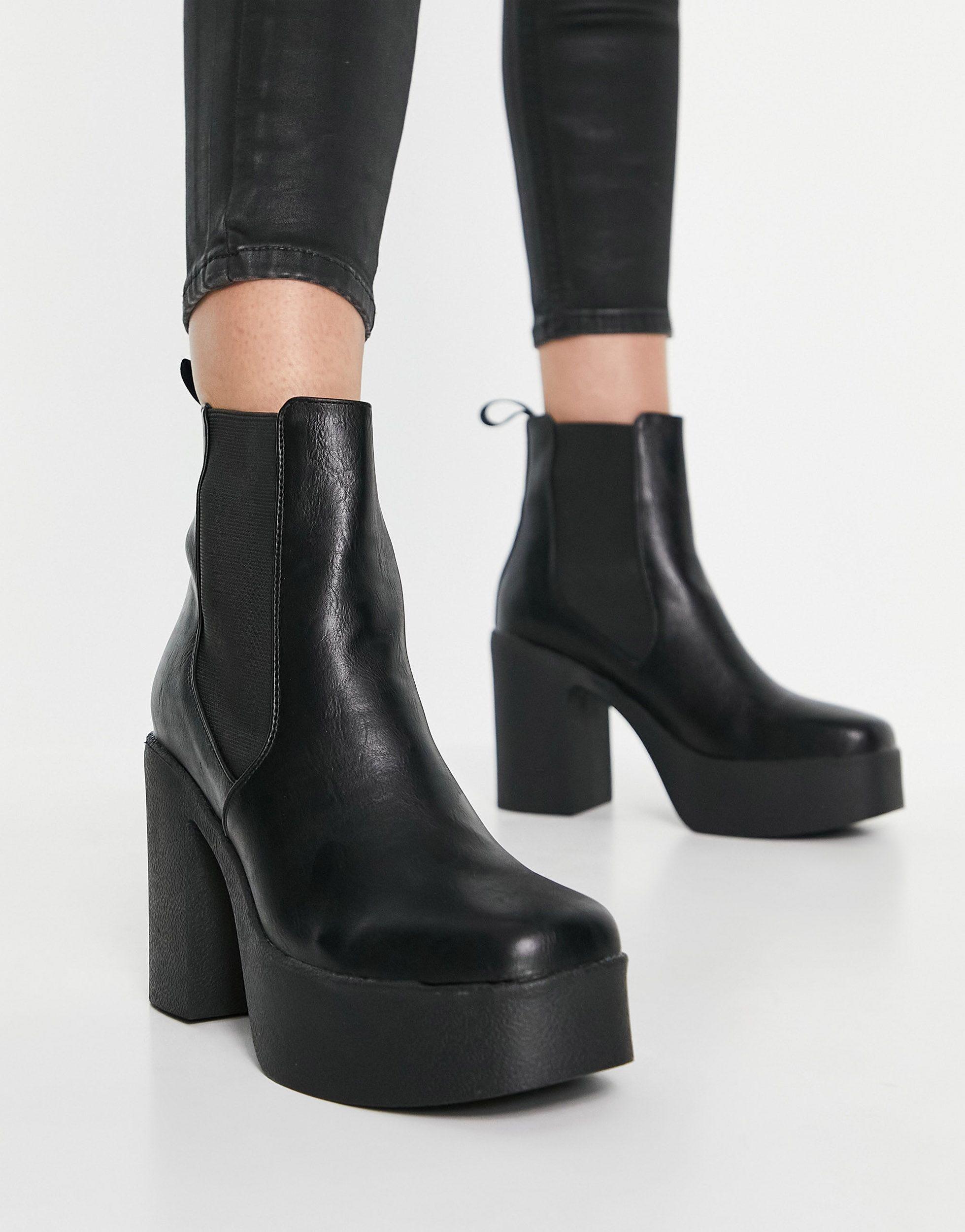 LAMODA Picknmix Chunky Platform Heel Ankle Boots in Black | Lyst