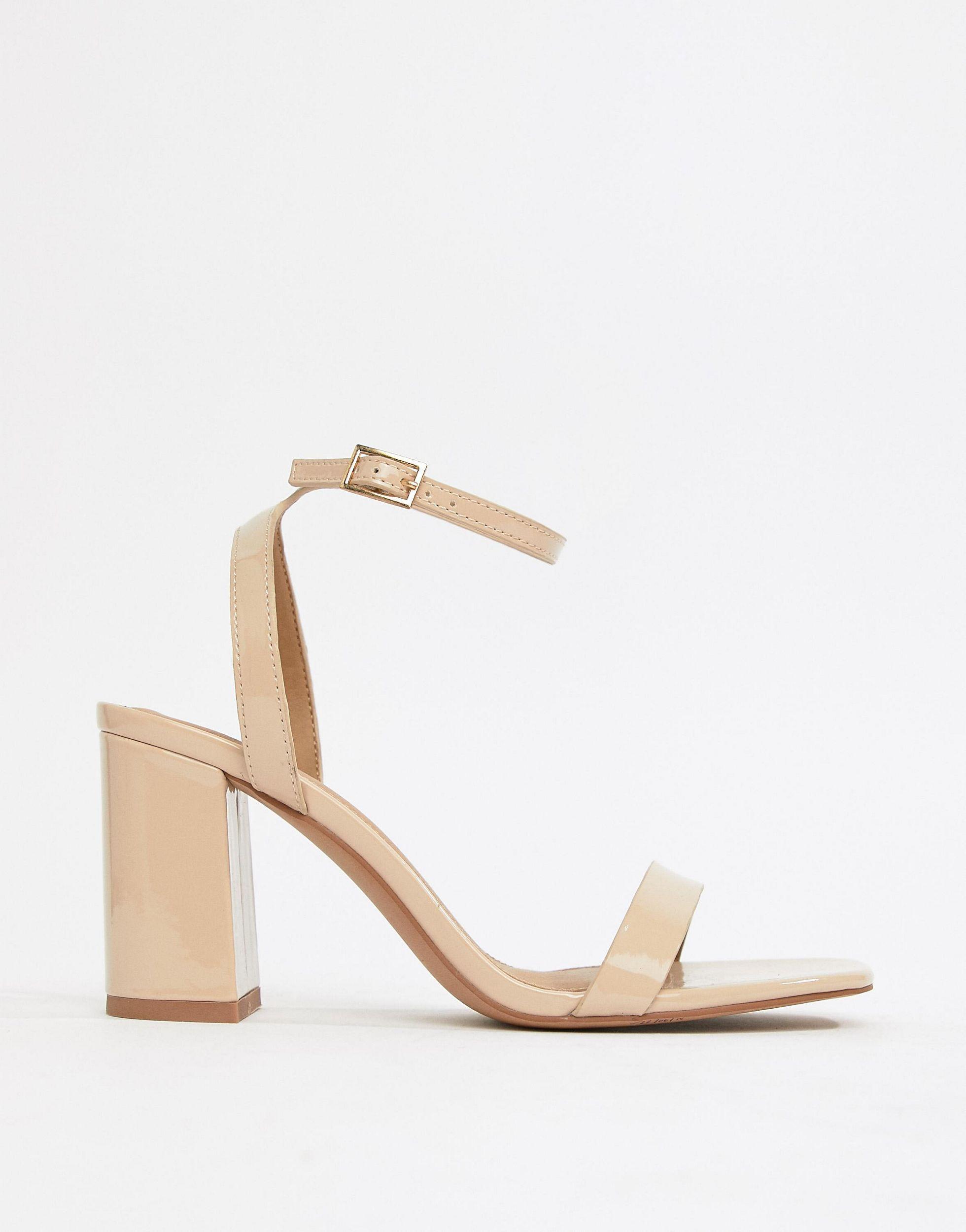 Block Heeled Sandals In Warm Beige 