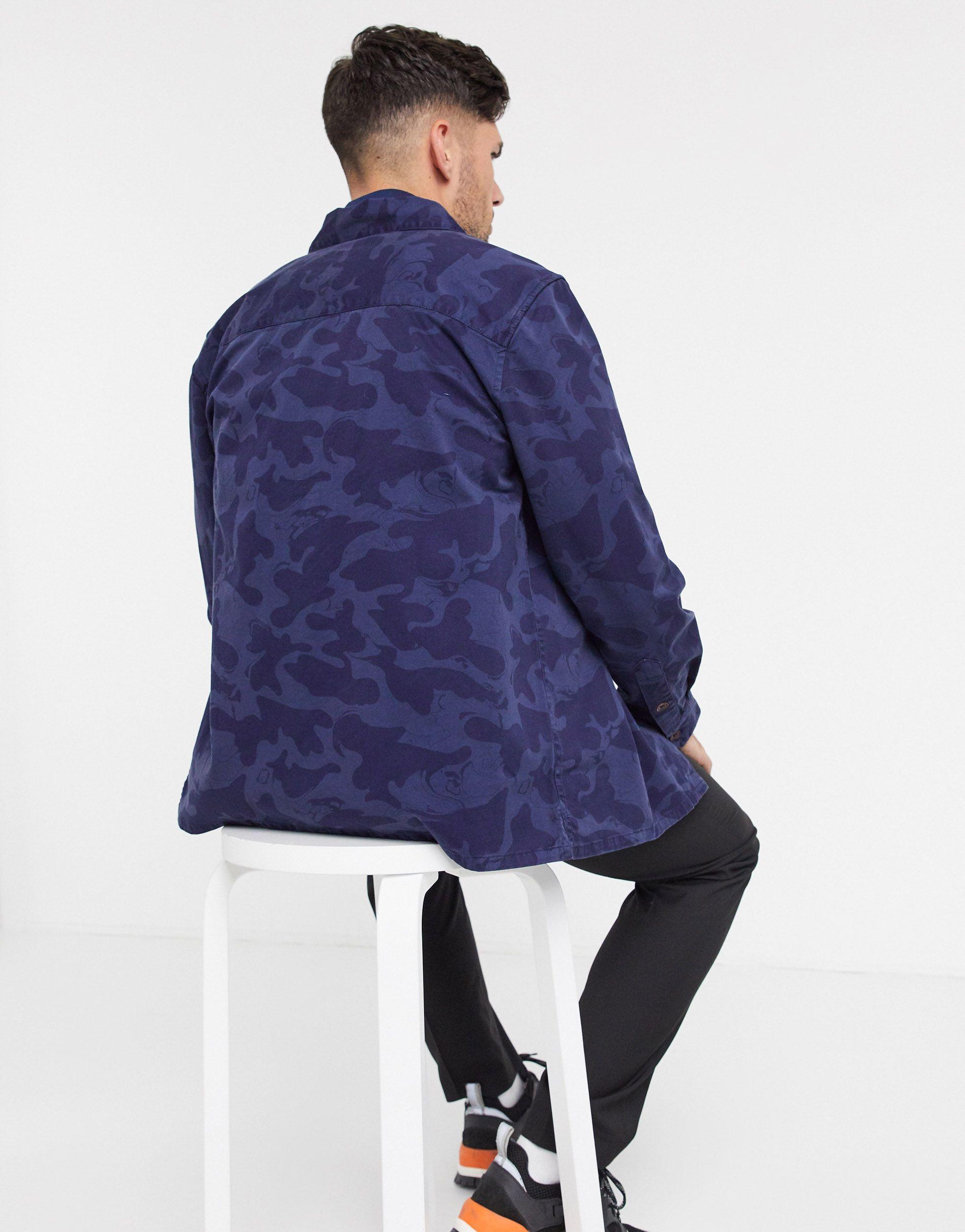 Farah Joshua Camo Print Overshirt in 