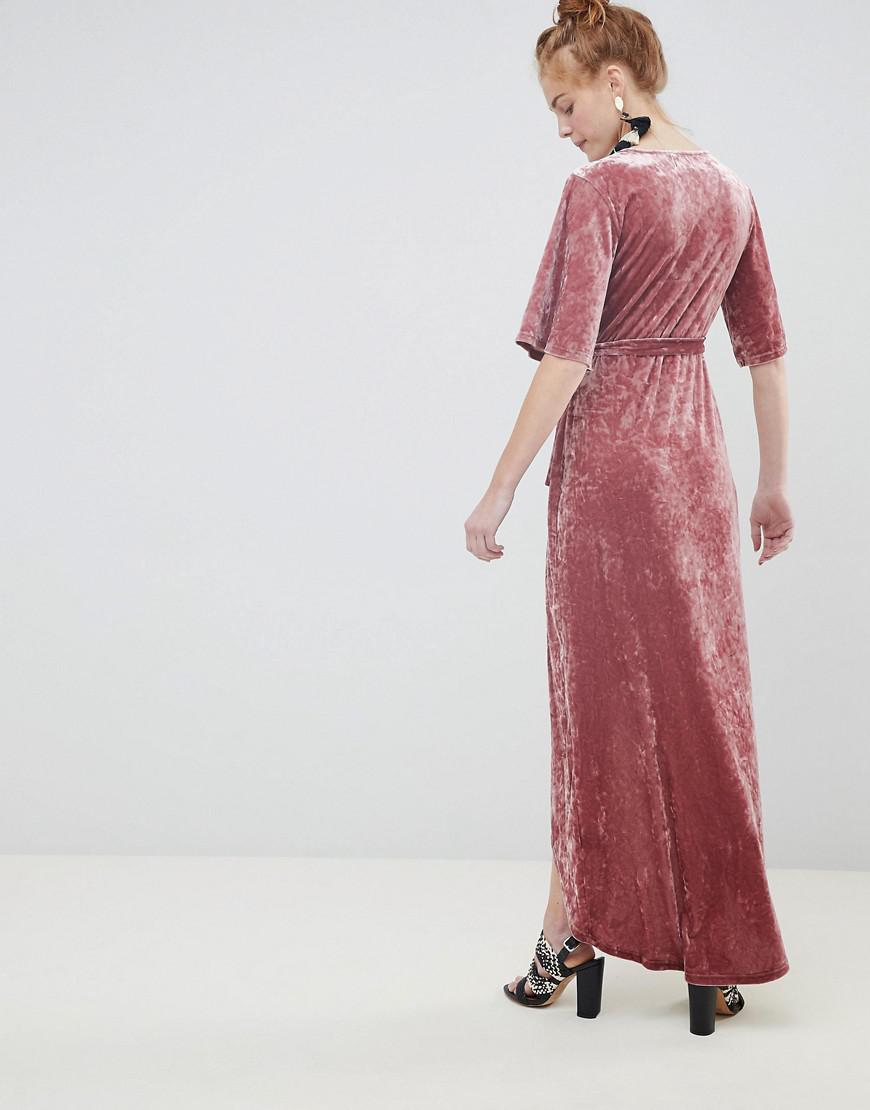 Minimum Moves By Velvet Wrap Maxi Dress in Pink - Lyst
