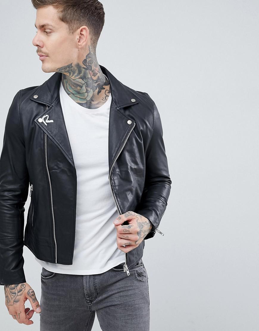 Religion Leather Jacket In Black With 