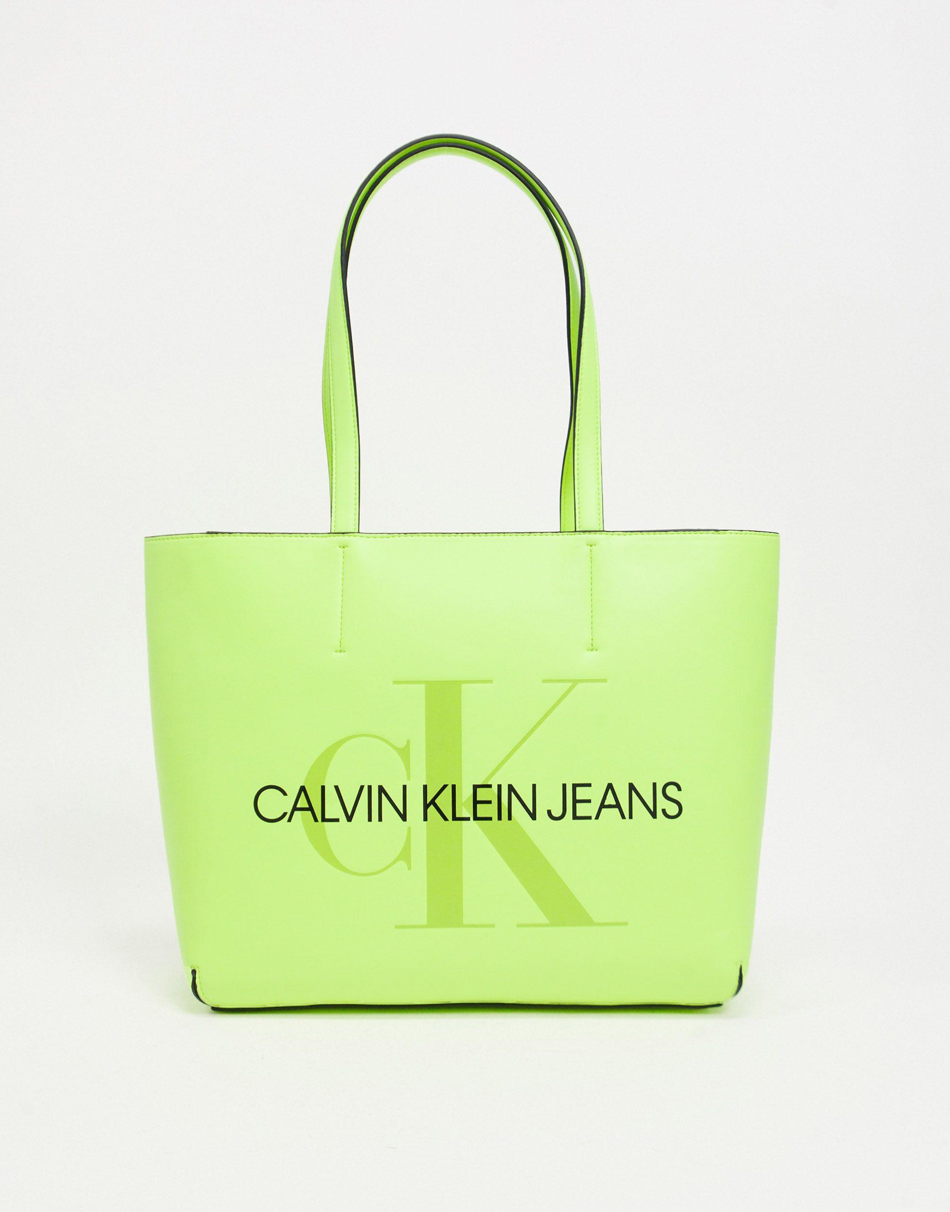 Calvin Klein Jeans Tote Bag With Large Logo in Yellow | Lyst Australia