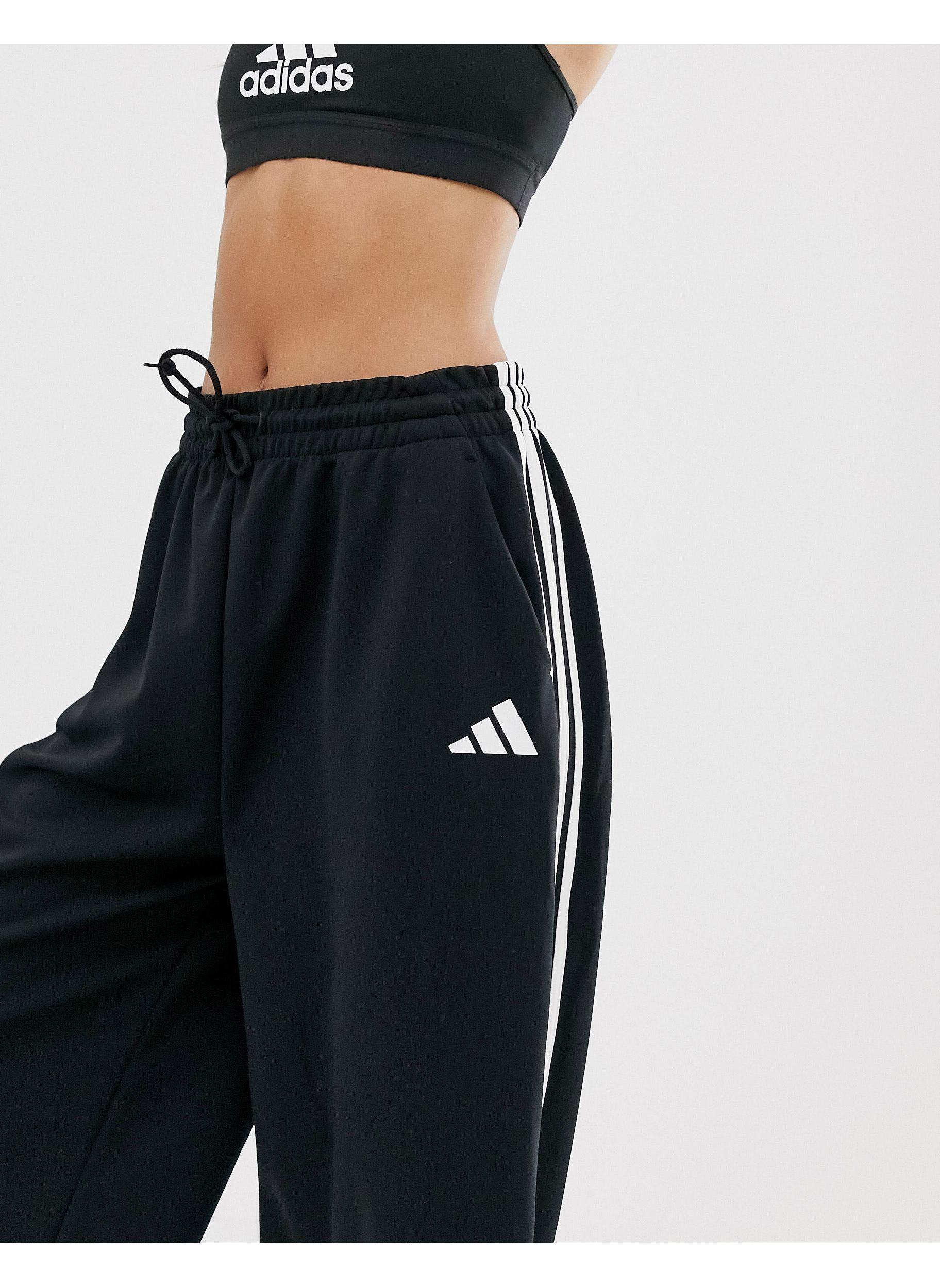 adidas Originals Synthetic Adidas Training Wide Leg joggers in Black - Lyst