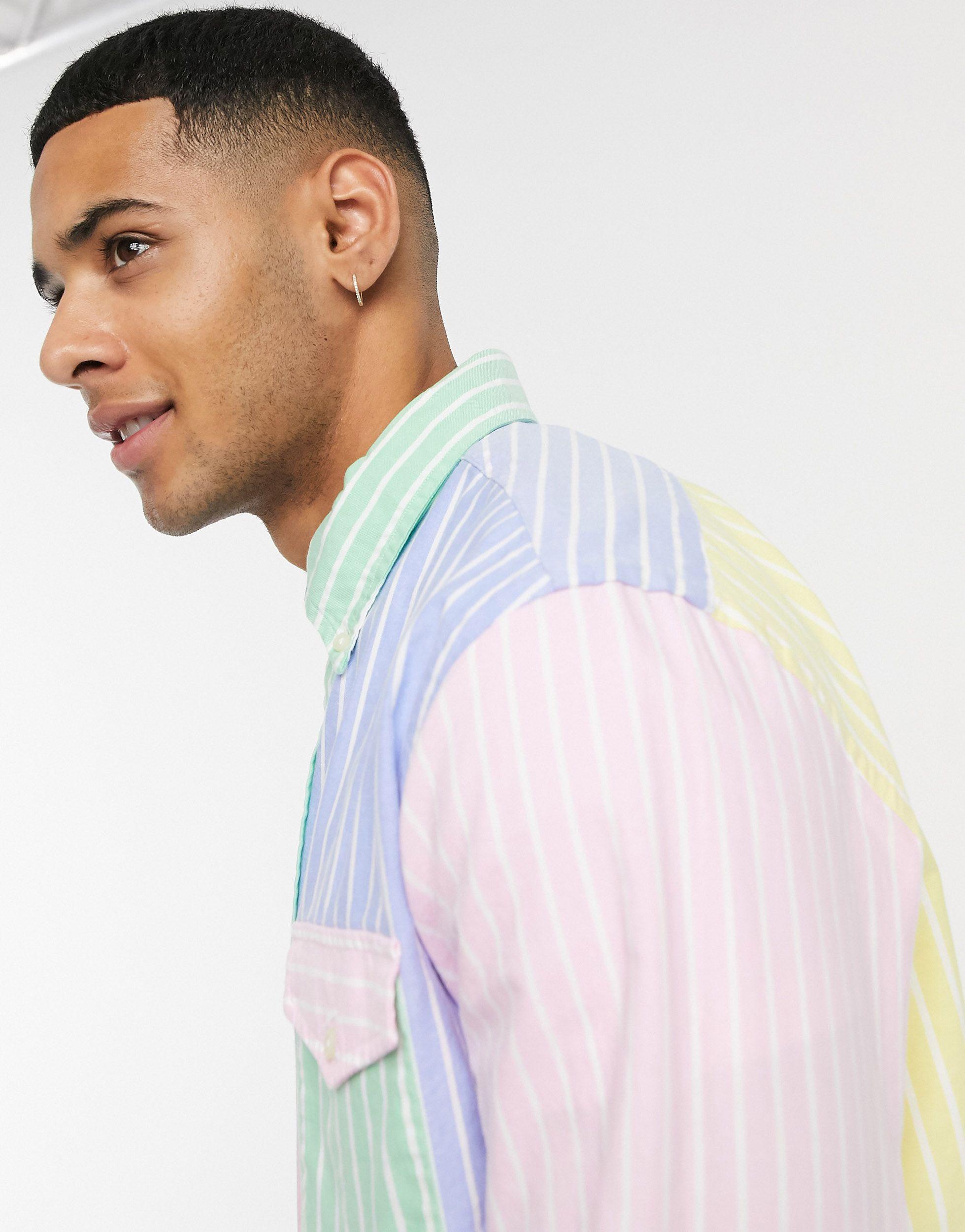 Polo Ralph Lauren Player Logo Oxford Stripe Custom Regular Fit Button Down  Fun Shirt for Men | Lyst