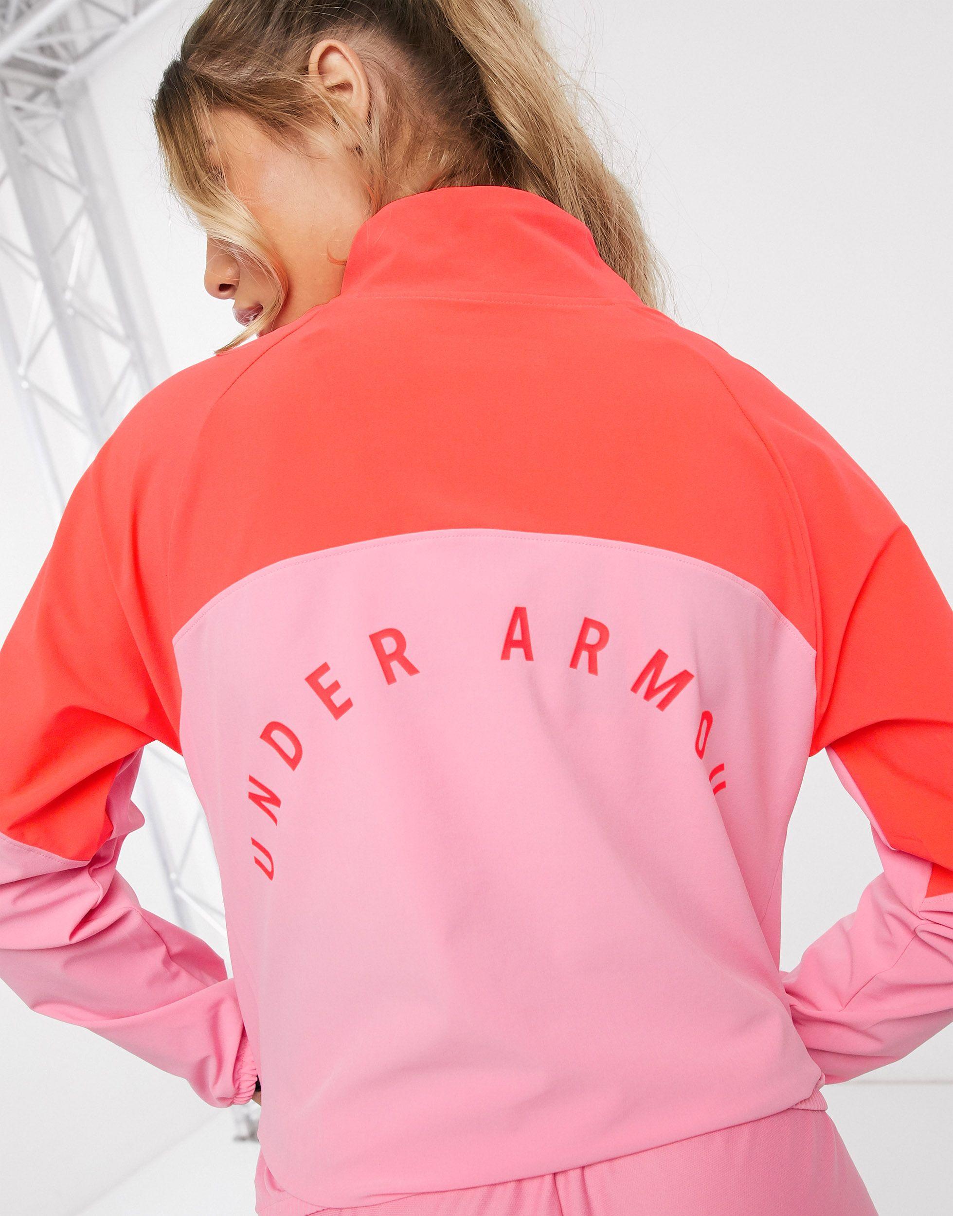 Under Armour Synthetic Training Woven Colour Block Jacket in Pink - Lyst
