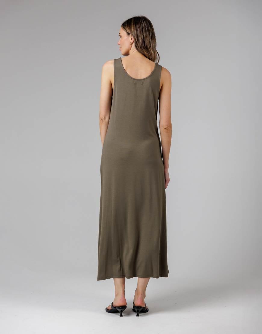 french connection green maxi dress Sleeveless Scoop Neck Flowy in nav-477