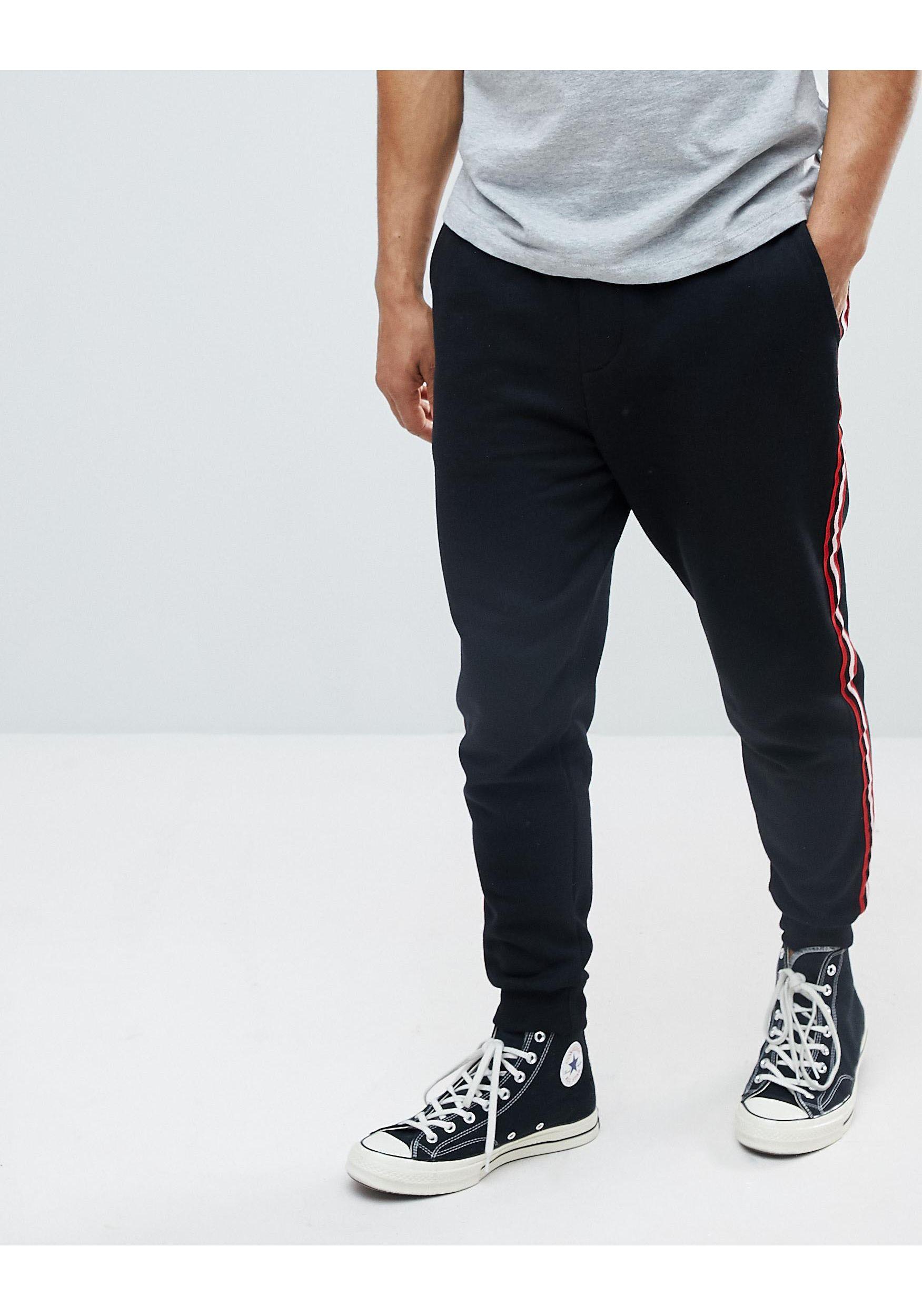 Pull&Bear Sweatpants With Side Stripe in Black for Men | Lyst