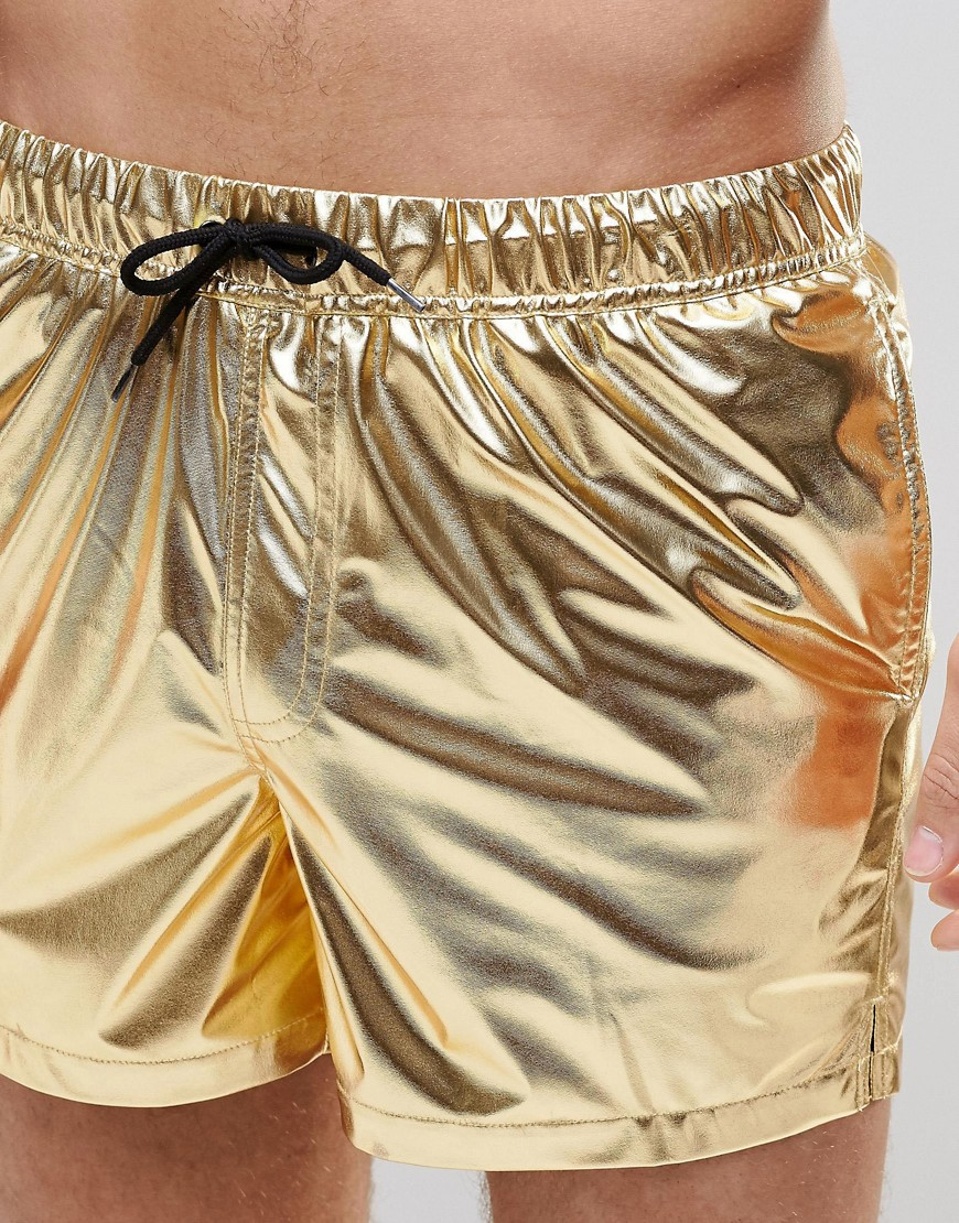 mens metallic swim trunks