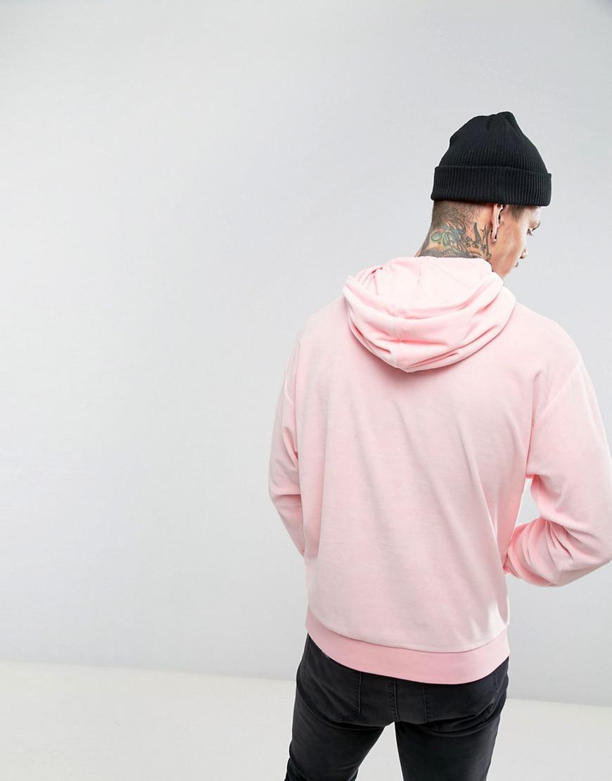 Lyst - Asos Oversized Velour Hoodie in Pink for Men