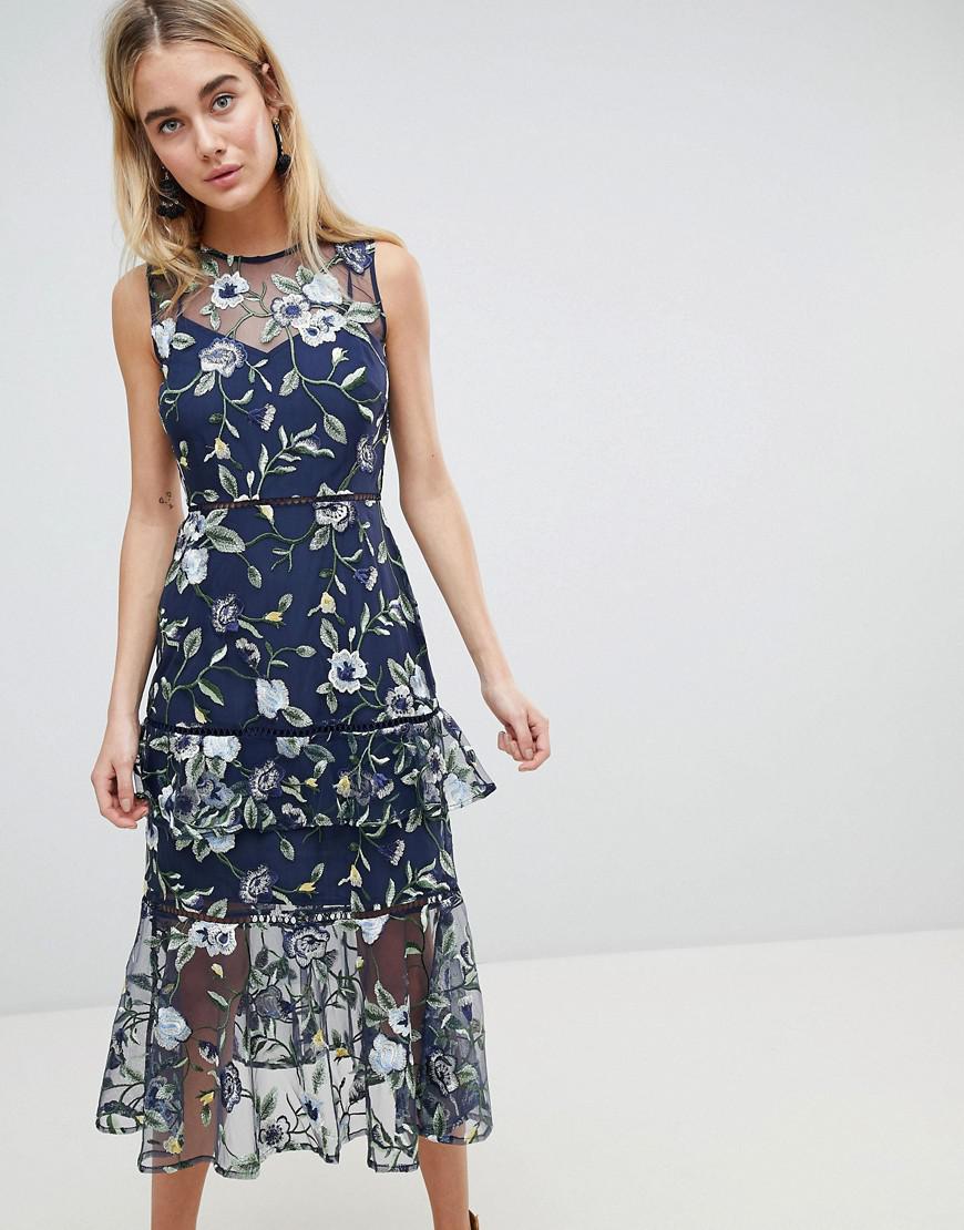 warehouse embroidered dress