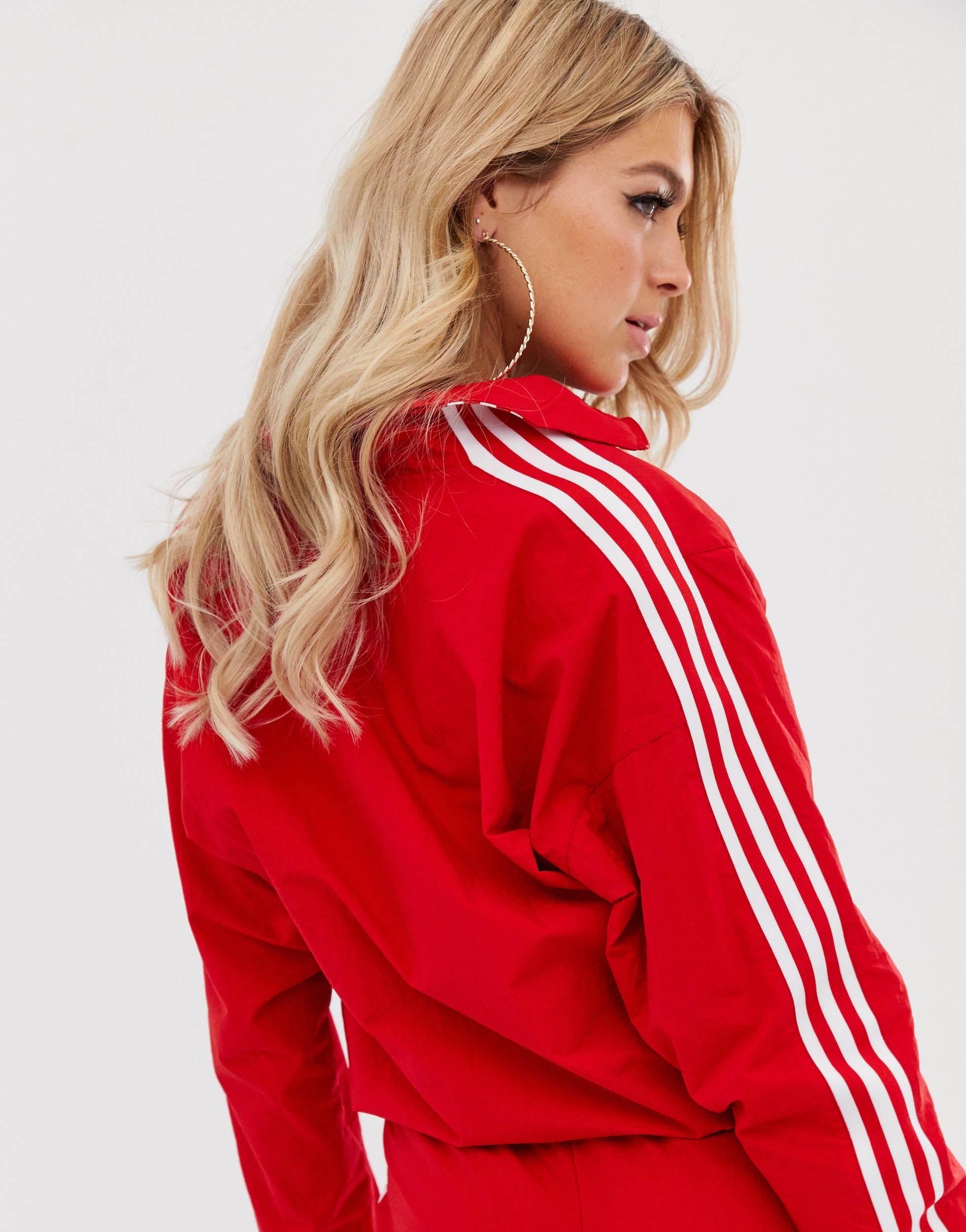 adidas Originals Synthetic Locked Up Logo Track Jacket in Red - Lyst
