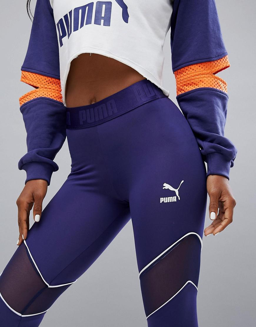 PUMA Synthetic Exclusive To Asos Mesh Panel Active Leggings in Navy (Blue)  - Lyst