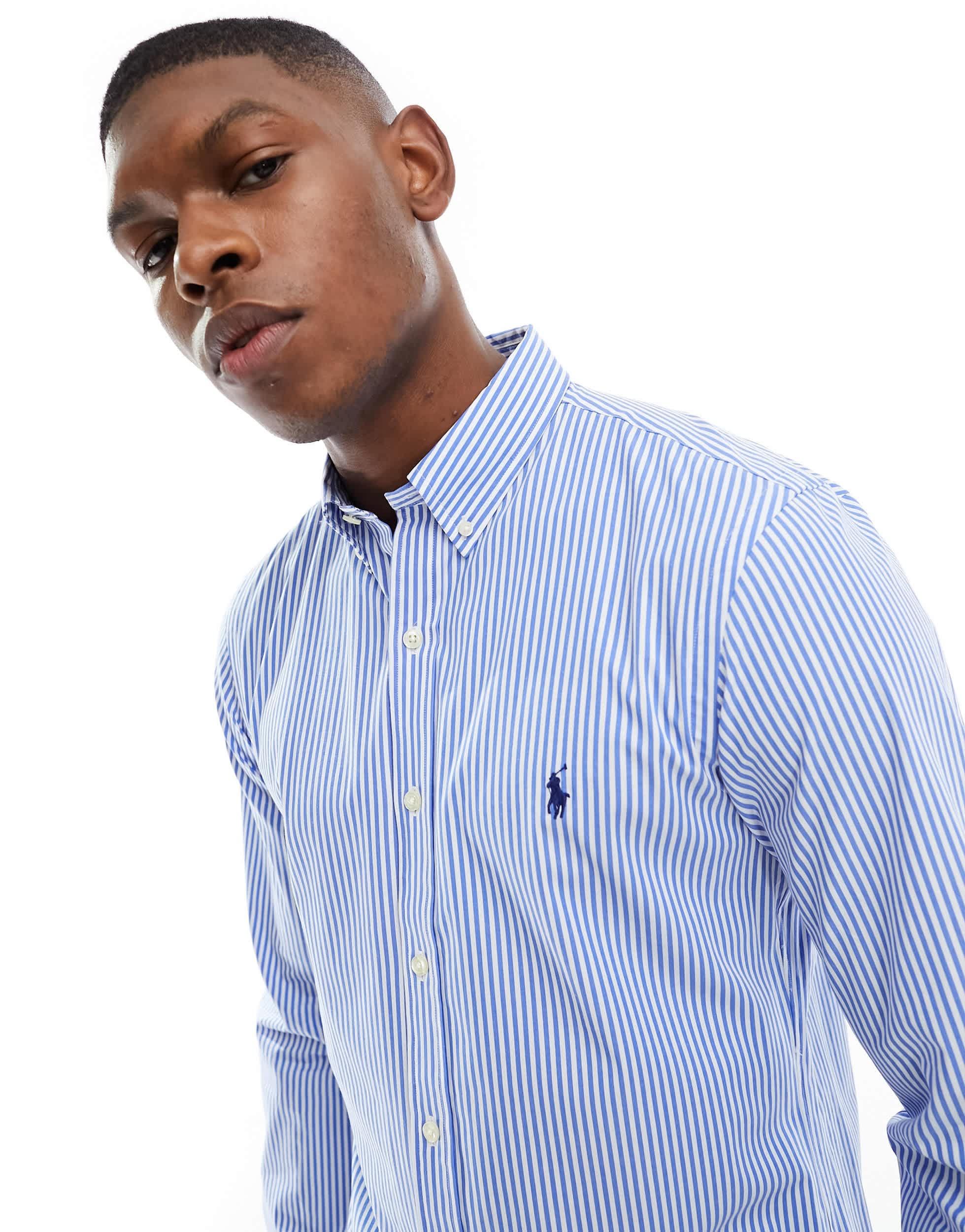 Polo Ralph Lauren Icon Logo Slim Fit Stripe Stretch Poplin Shirt