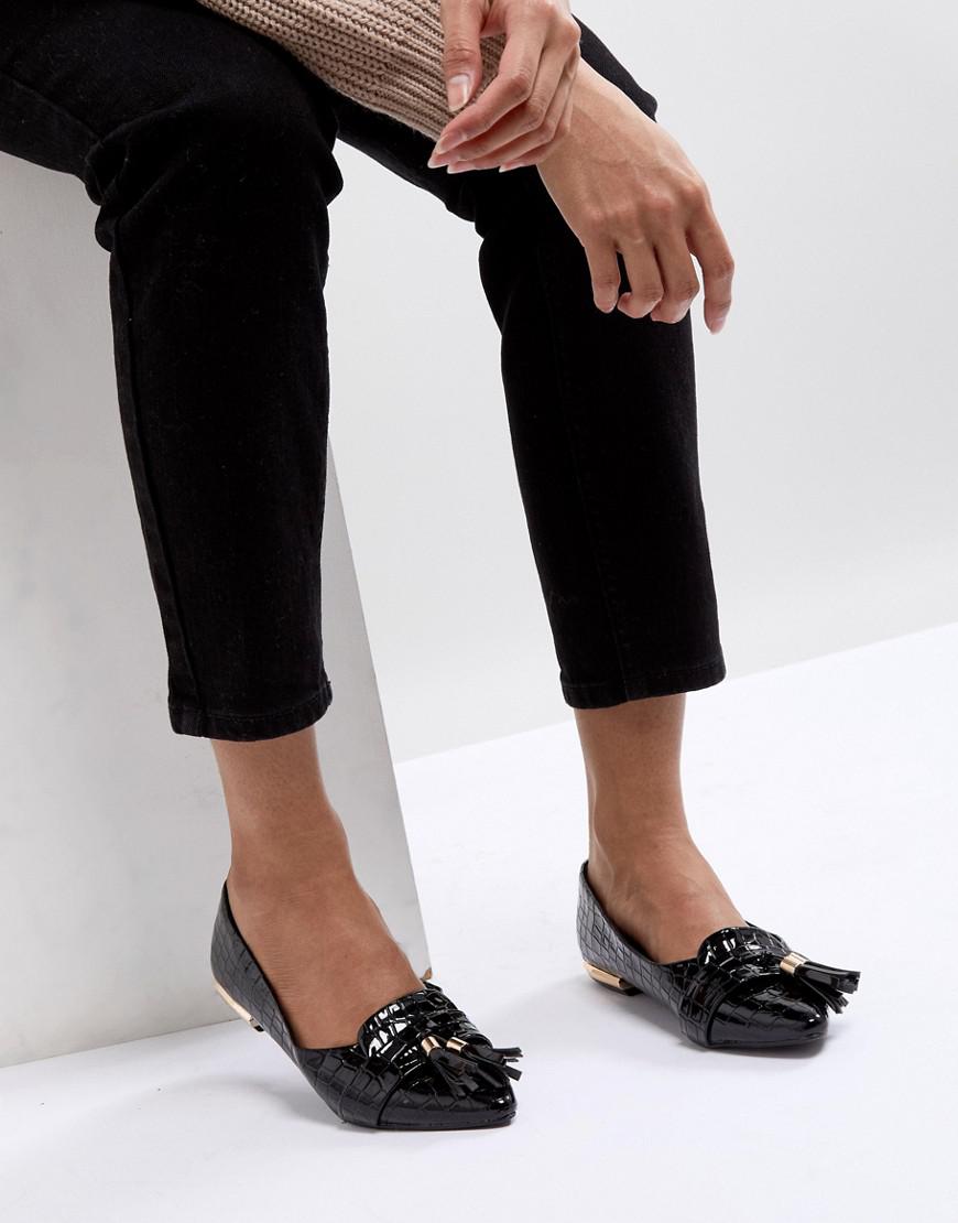 Miss Kg Nikki Pointed Tassel Flat Shoes in Black - Lyst