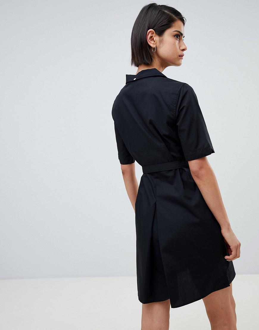 Fred Perry Canvas Belted Shirt Dress in Black - Lyst