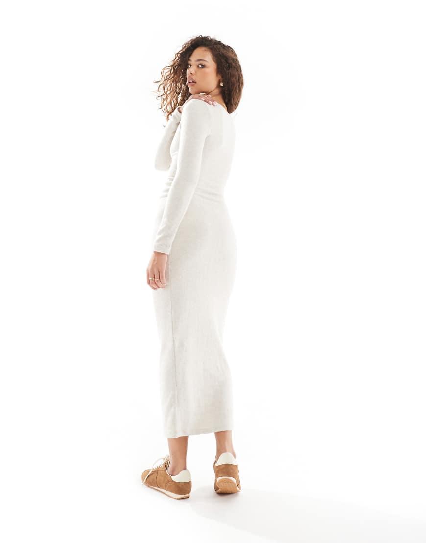 Pull&Bear Knitted Long Sleeve Midi Dress in White Lyst UK