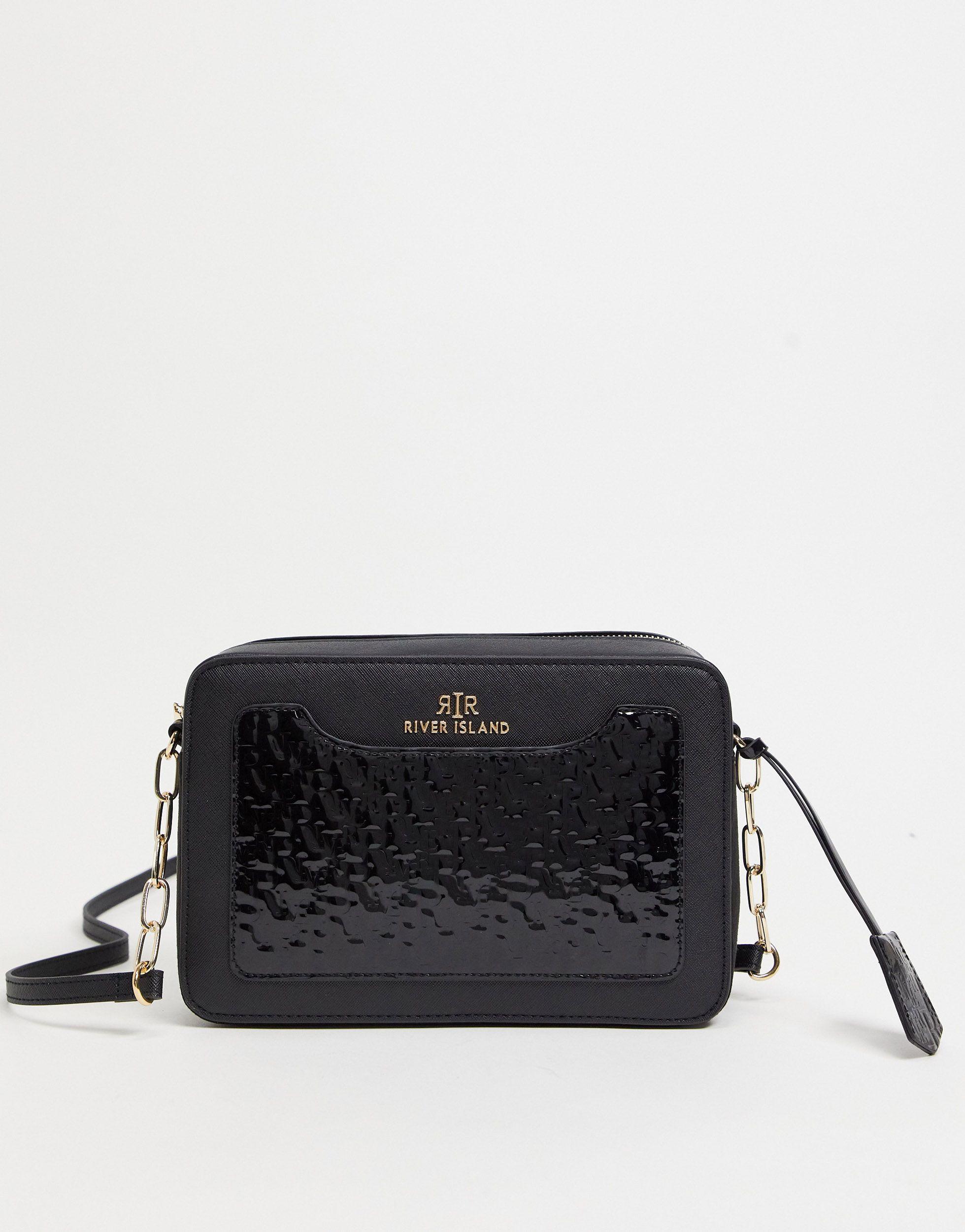 River Island Vierkante Lakleren Crossbody Tas Met Monogram | Lyst NL