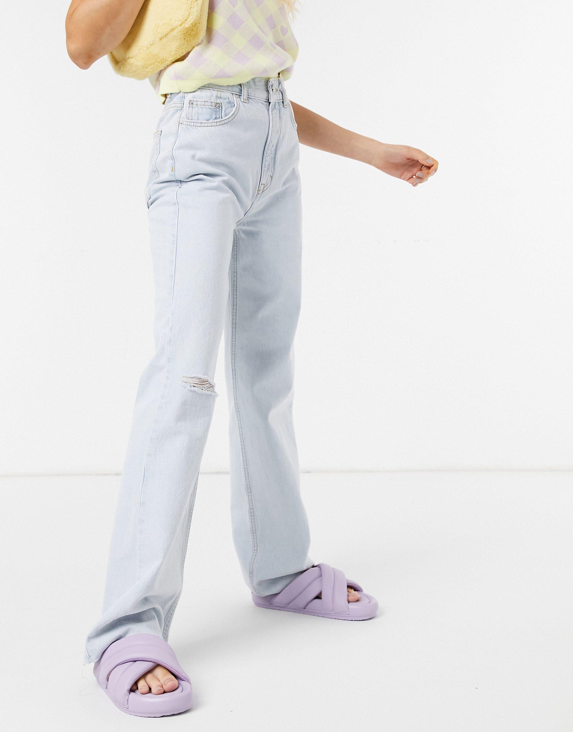 Pull\u0026Bear Denim Dad Jeans With Rip in 