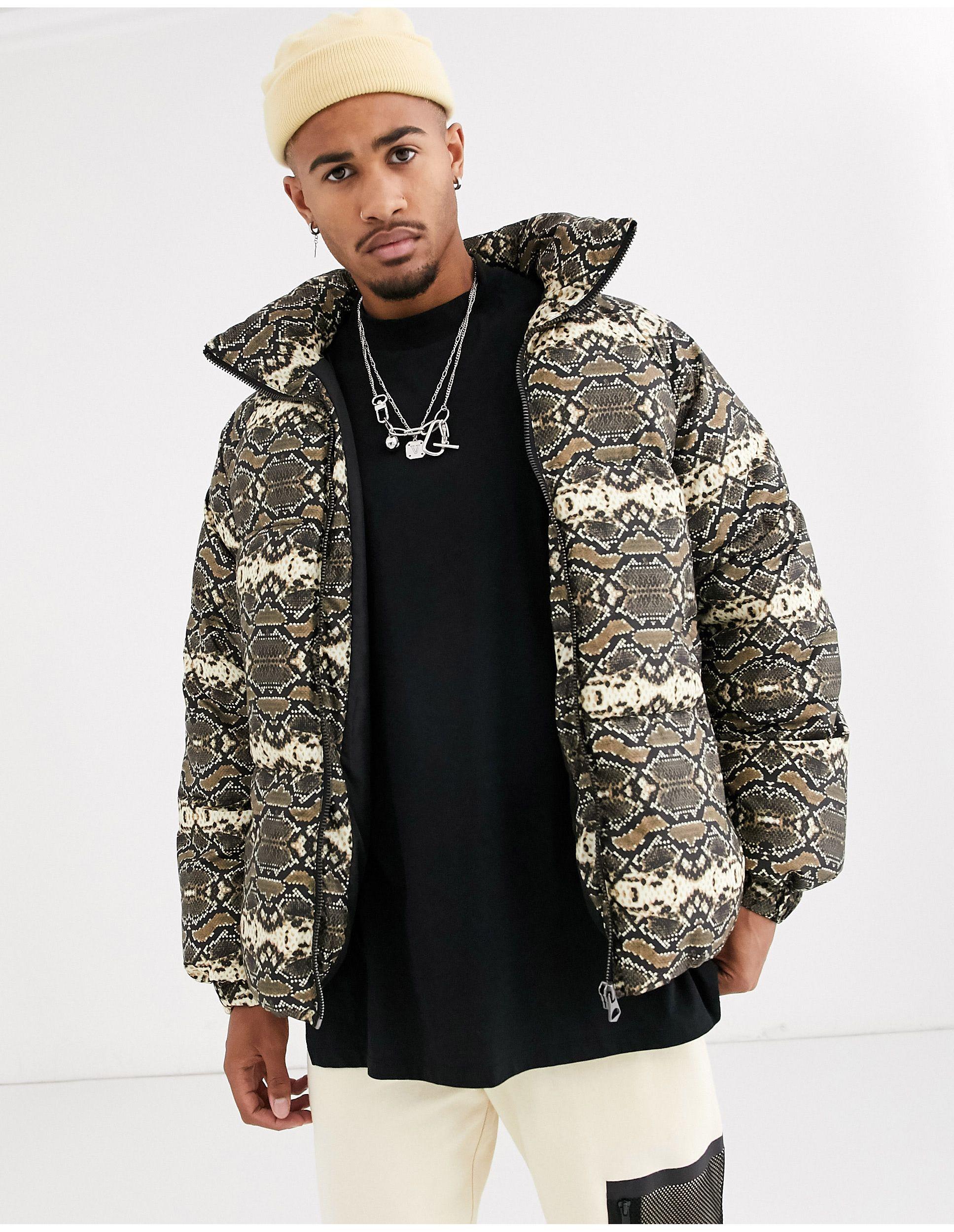 Snake Print Puffer Jacket Clearance 