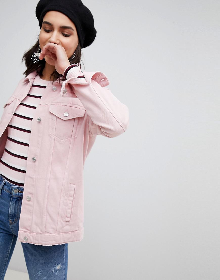 pink oversized denim jacket