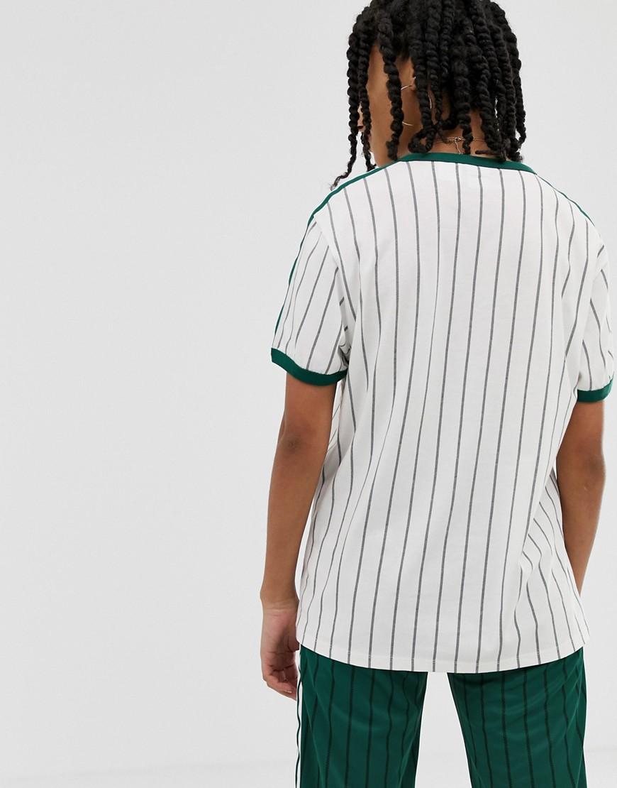 adidas Originals Tshirt In White And Green Stripe | Lyst