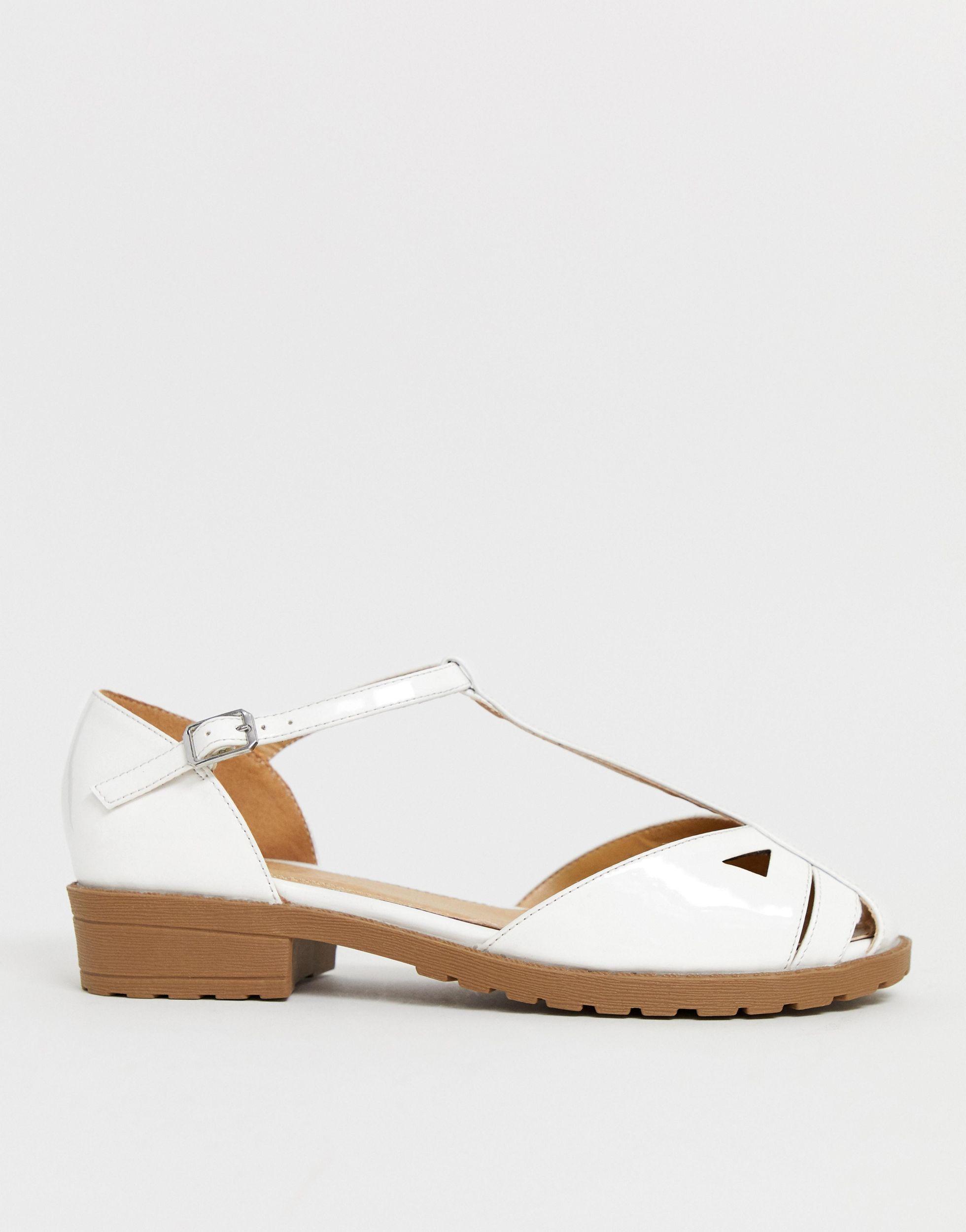 Asos Leder Micha Flache Weisse Schuhe In Weiss Lyst