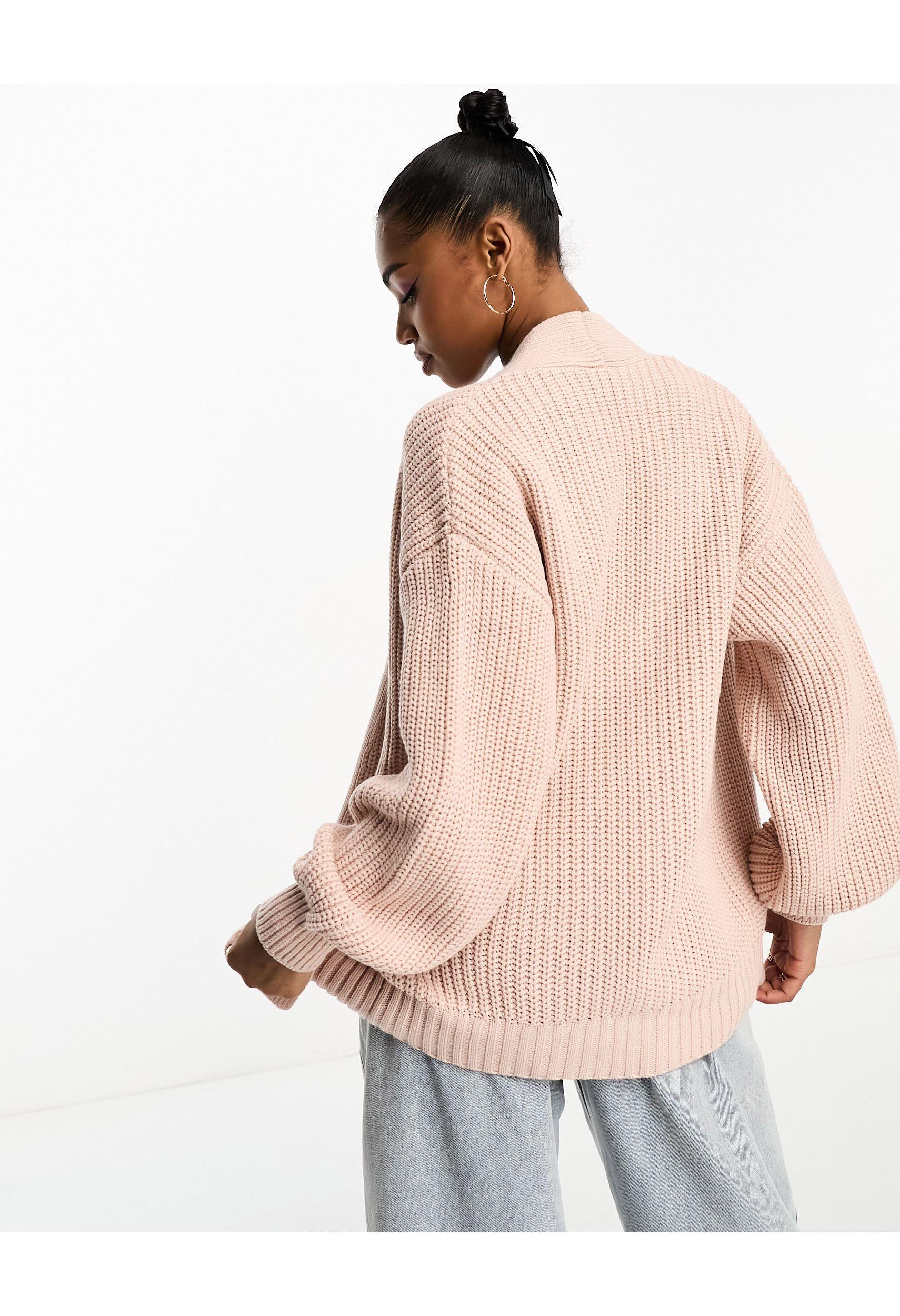 New Look Puff Sleeve Cardigan in White | Lyst