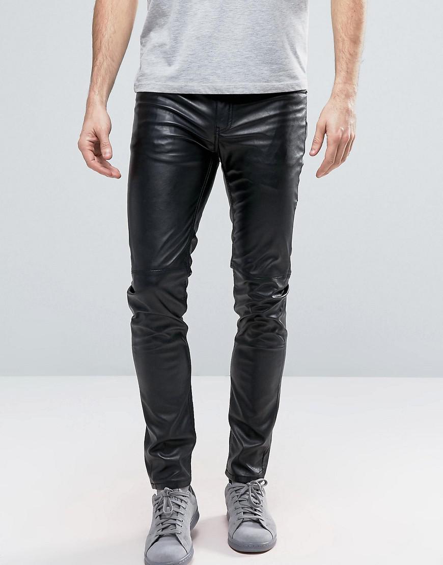 Cheap Monday Tight Flash Skinny Faux Leather Jeans in Black for Men - Lyst