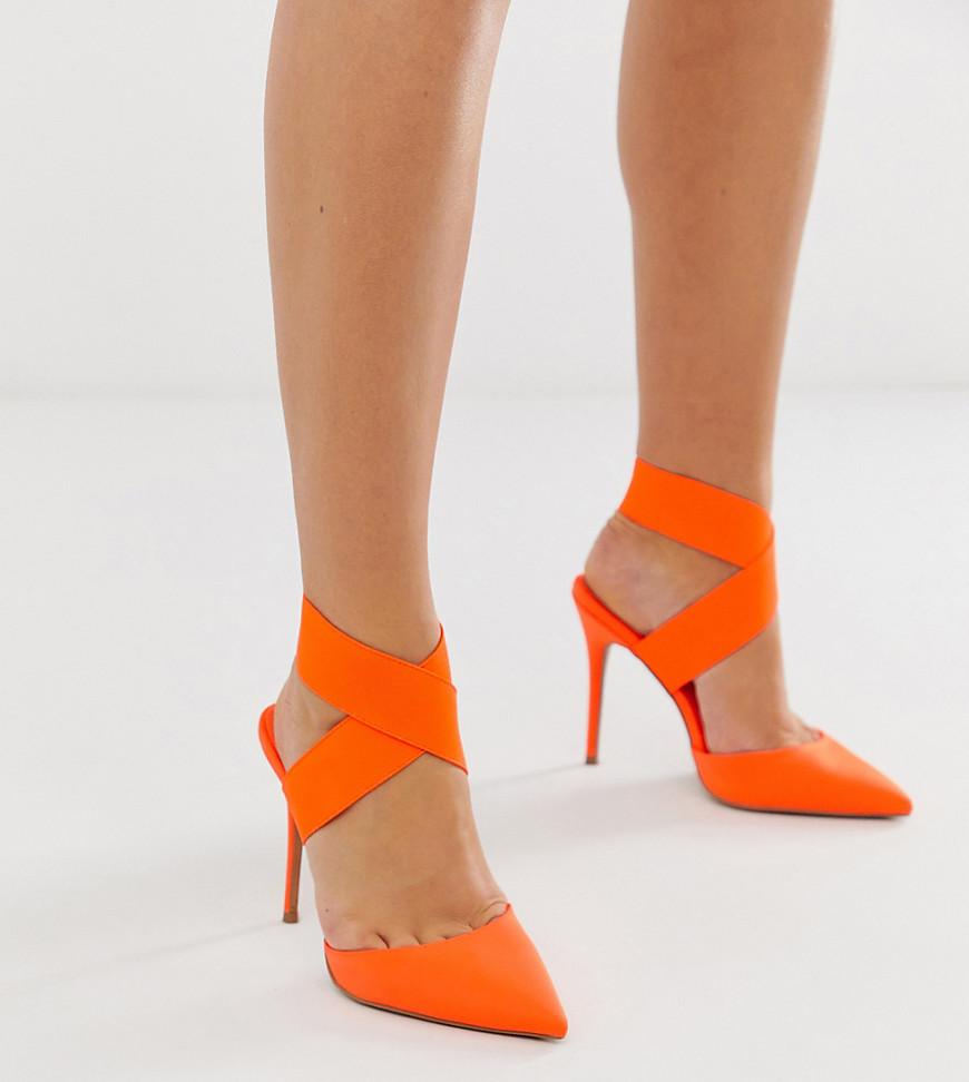 Zapatos de corte ancho con tacón alto y detalle elástico en naranja neón  Payback ASOS de color Naranja | Lyst