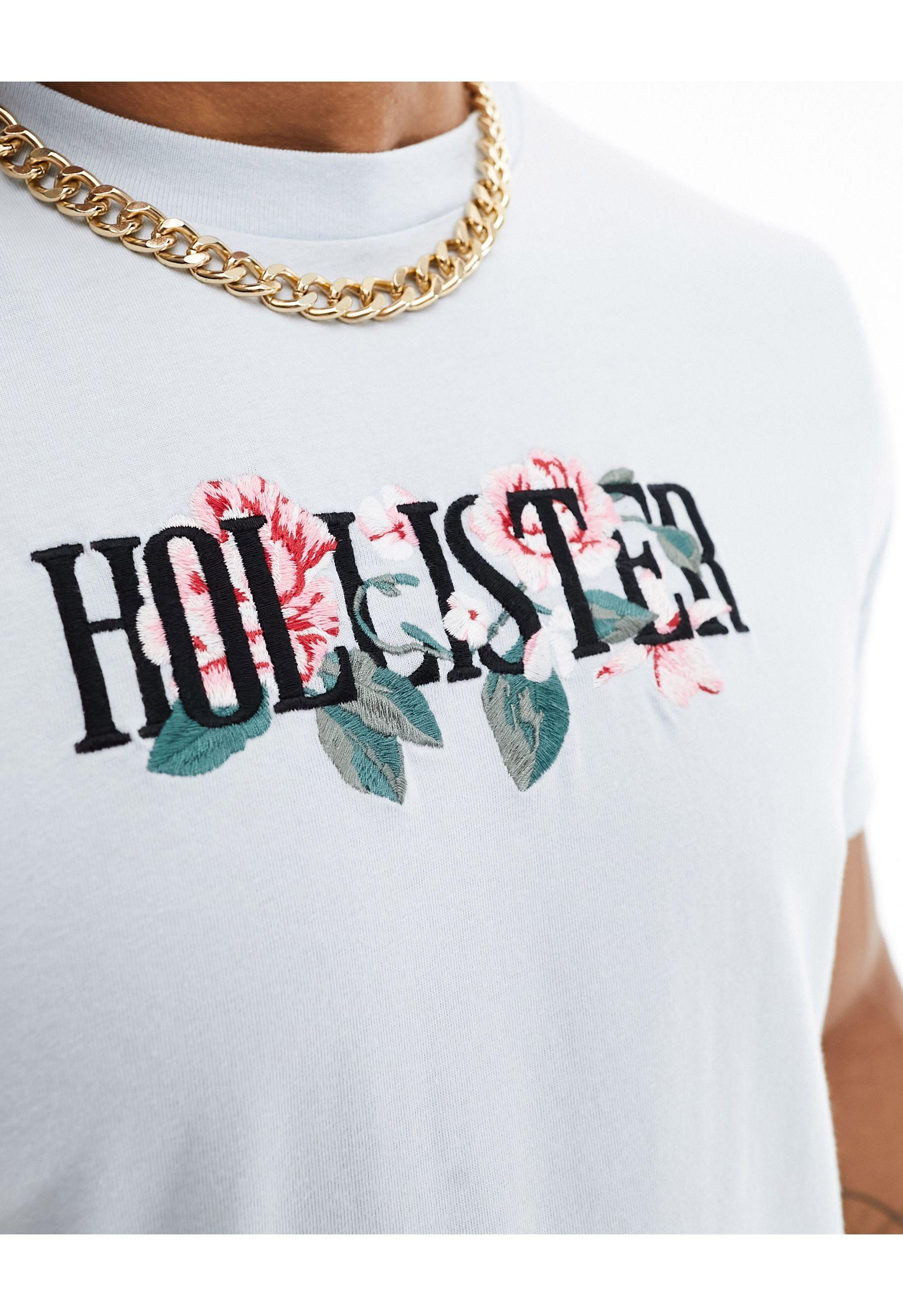 T-shirt à logo imprimé et fleurs brodées - clair Hollister pour homme en  coloris Blanc | Lyst