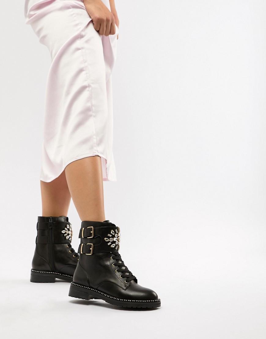 Kurt Geiger Leather Kurt Geiger Stoop Embellished Combat Boots in Black -  Save 22% - Lyst