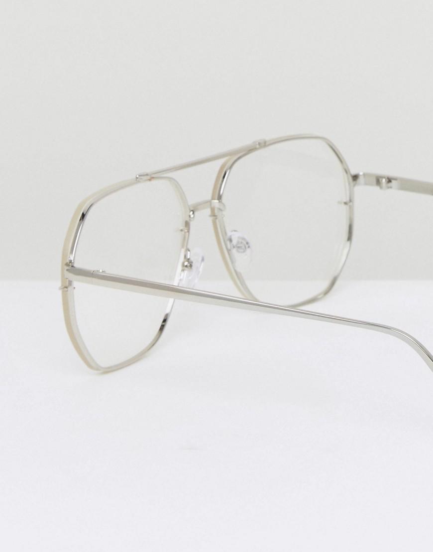 ASOS Denim Aviator Glasses With Hexagon Clear Lens for Men Lyst