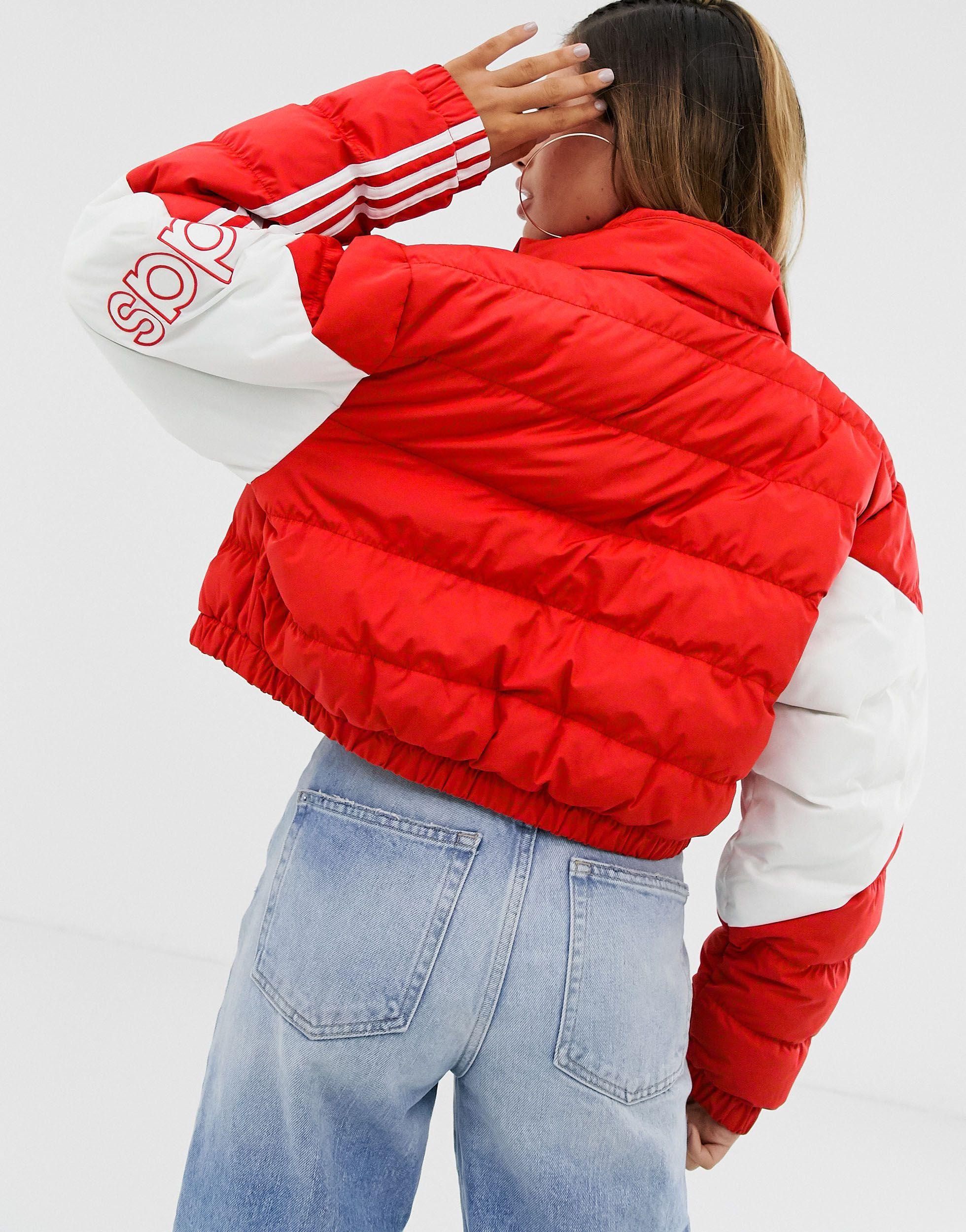 adidas cropped jacket red