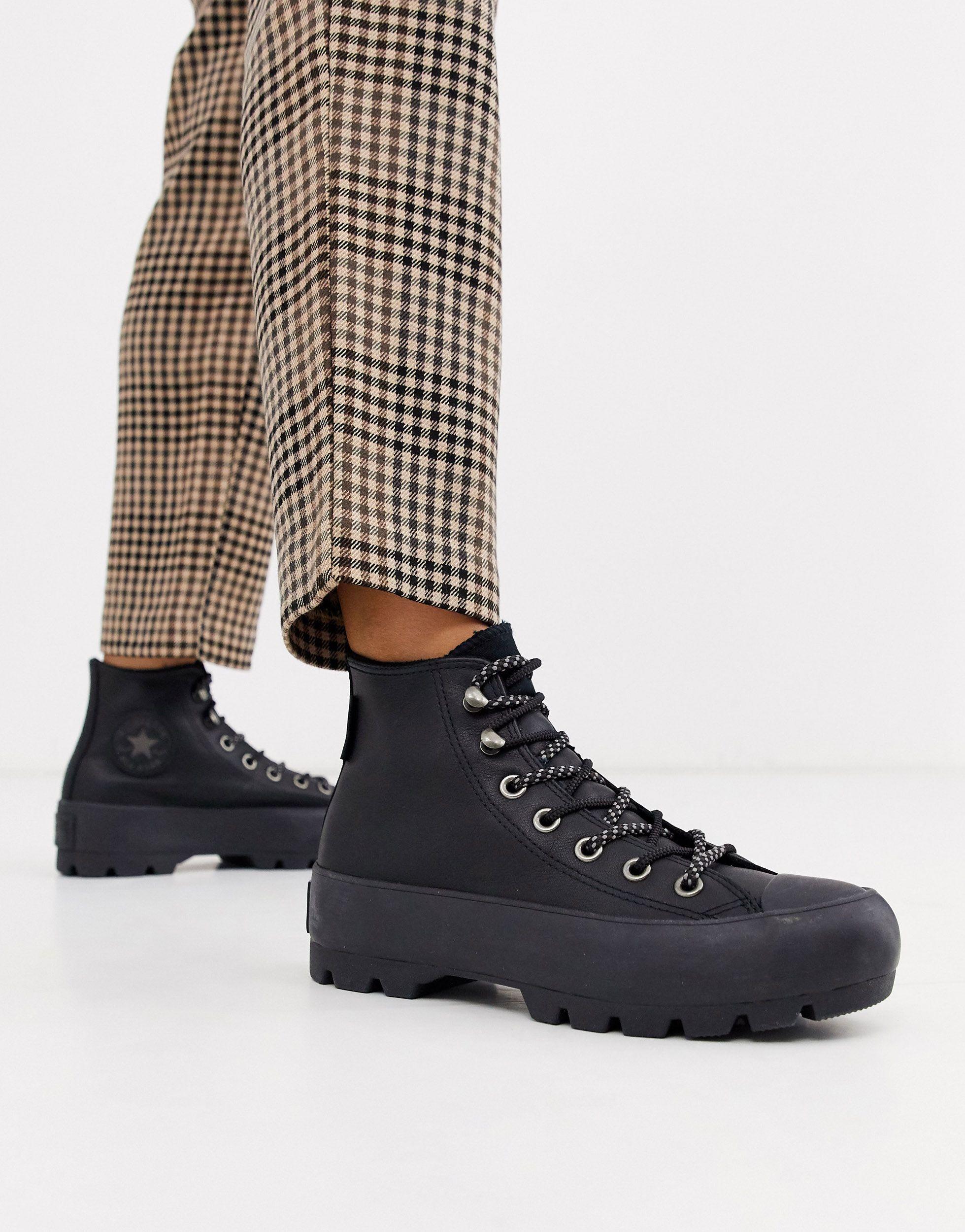 Converse Goretex Leather Chuck Taylor Hi Chunky Sole Hiker Boots in Black |  Lyst UK