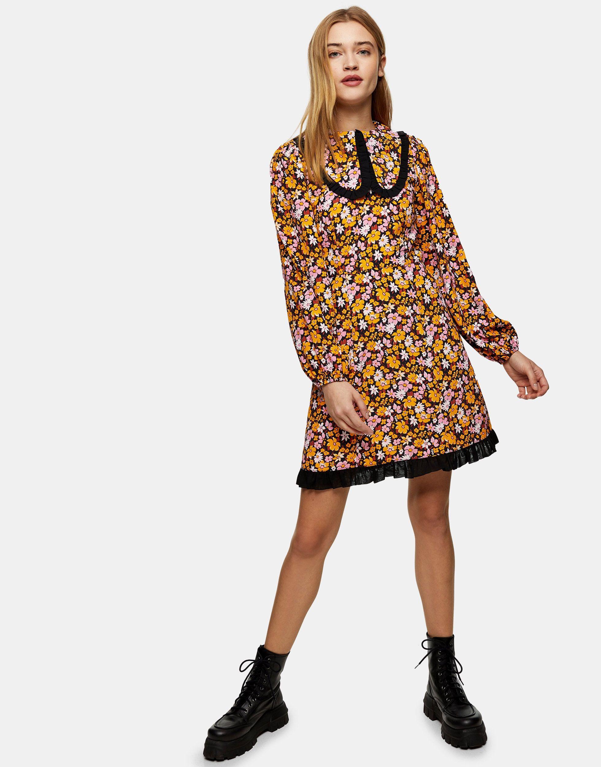 TOPSHOP Oversized Collar Mini Dress | Lyst