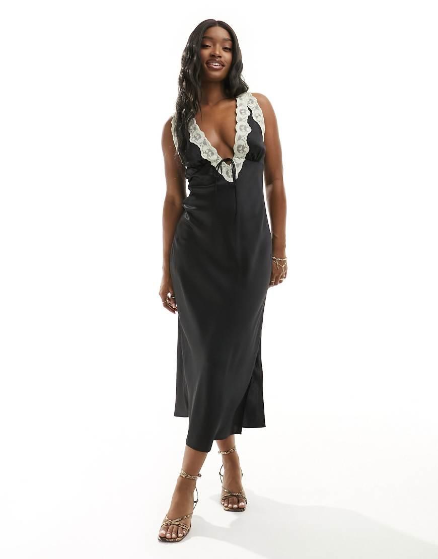 Abercrombie & Fitch Contrast Lace Midi Slip Dress in Black | Lyst UK Abercrombie & Fitch Contrast Lace Midi Slip Dress in Black | Lyst UK