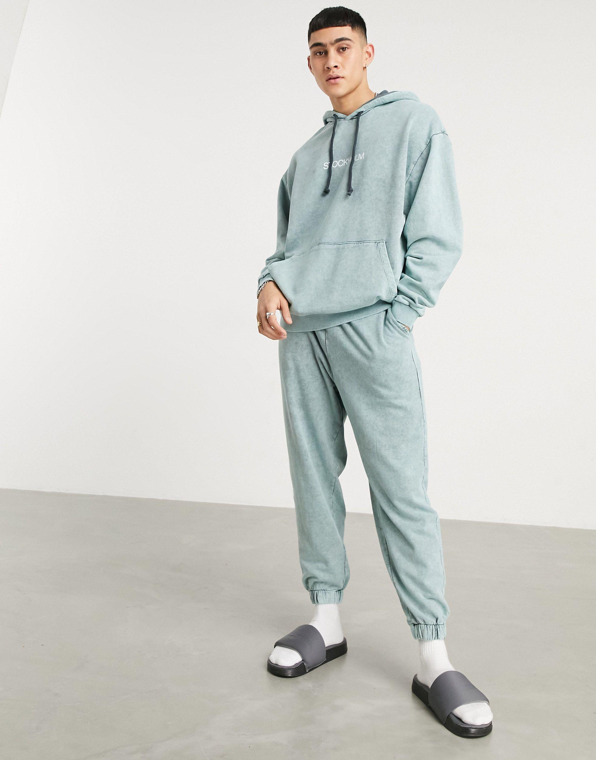 Tuta sportiva oversize con felpa con cappuccio lavaggio verde vintage da  Uomo di ASOS in Verde | Lyst