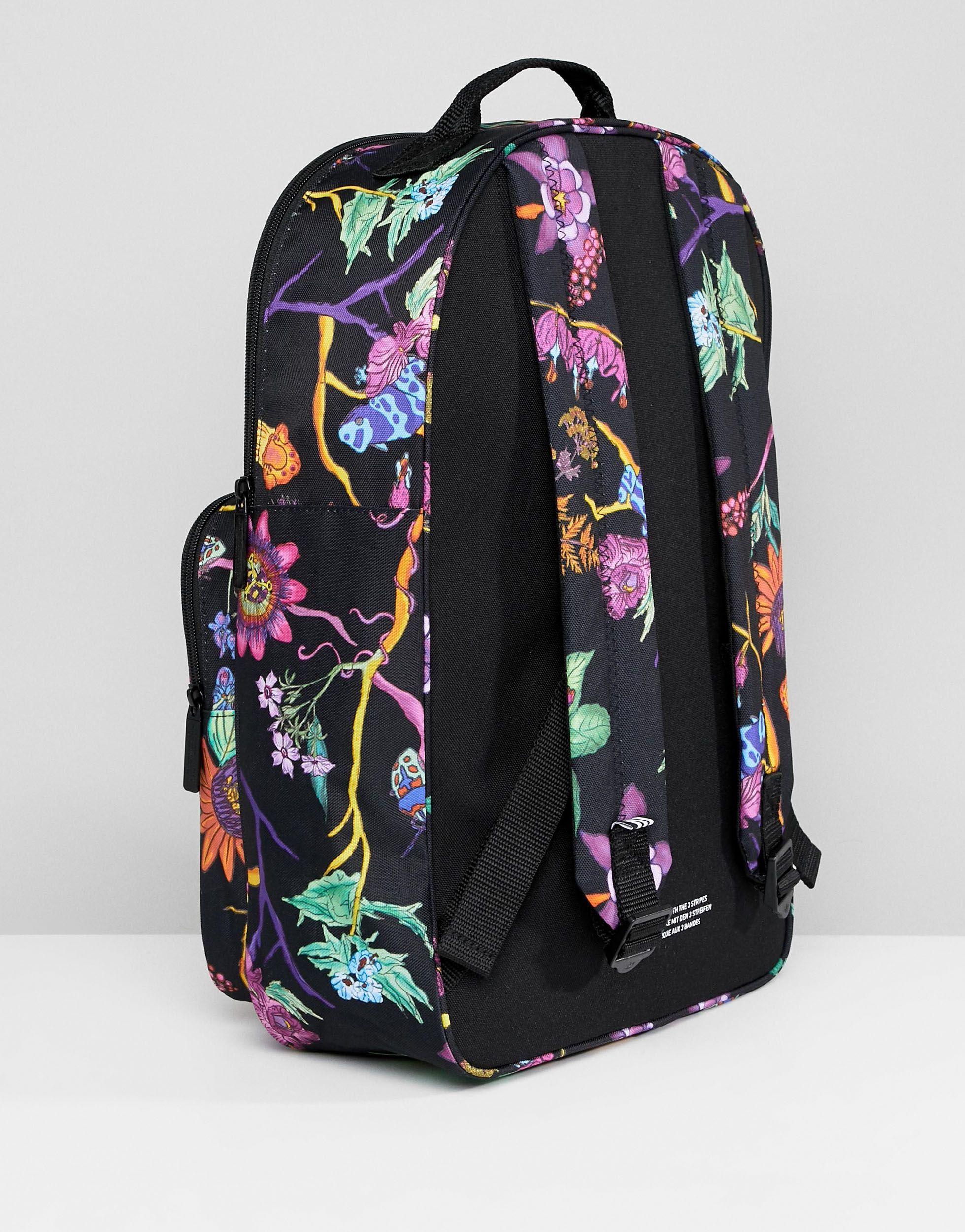 adidas Originals Floral Print Backpack in Black | Lyst