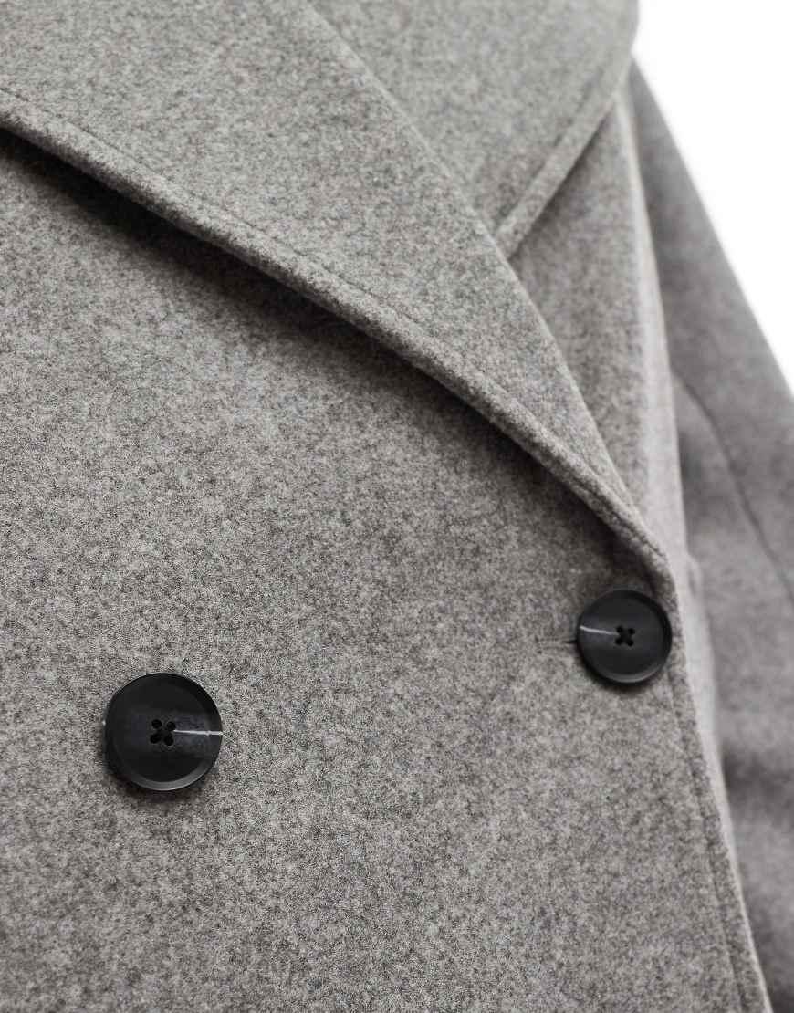Pull&Bear Cropped Wool Look Trench Coat in Grey Lyst UK