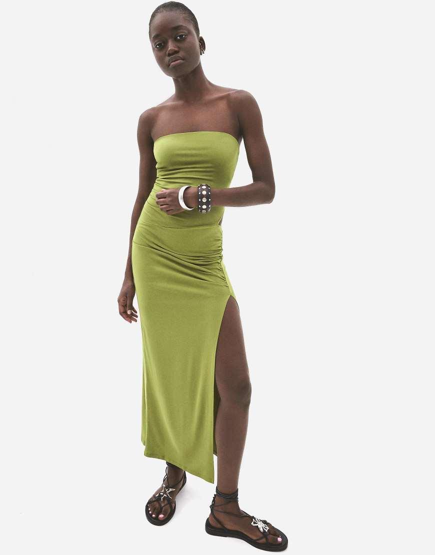 bershka green butterfly dress Eirene Satin Lace Trim Dress main image 0
