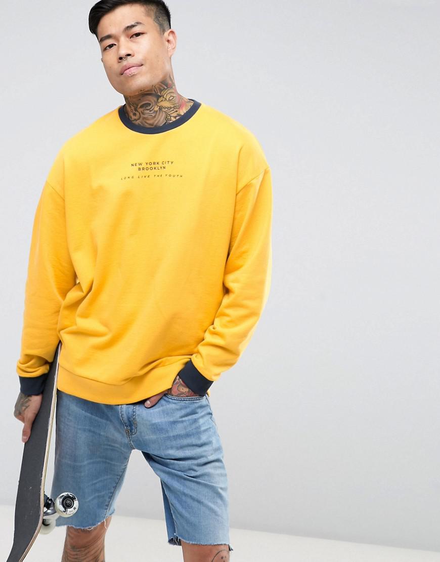 ASOS Cotton Oversized Sweatshirt With City Print in Yellow for Men - Lyst