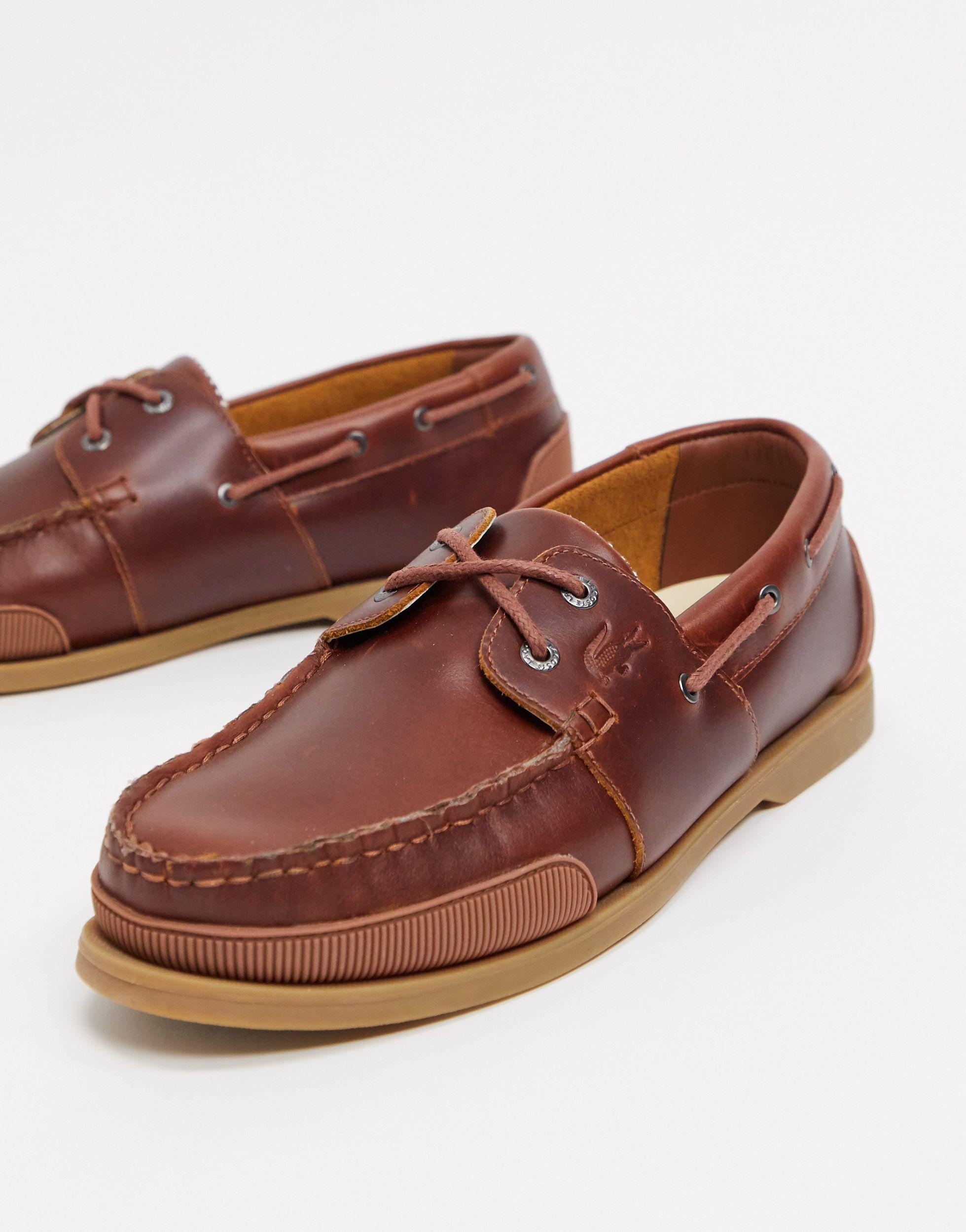 Lacoste Leer Nautic - Bootschoenen in het Bruin voor heren - Lyst