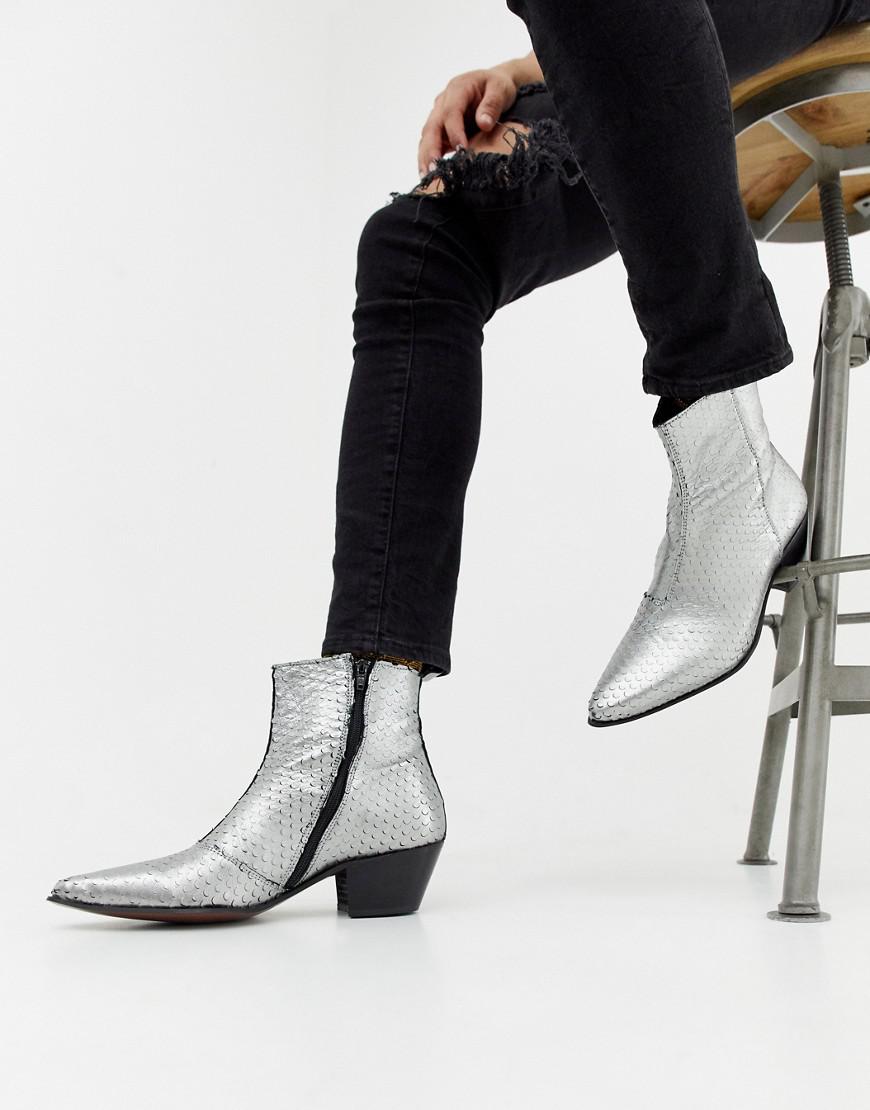 Orient bakke Opmærksomhed ASOS Cuban Heel Western Chelsea Boots in Metallic for Men | Lyst