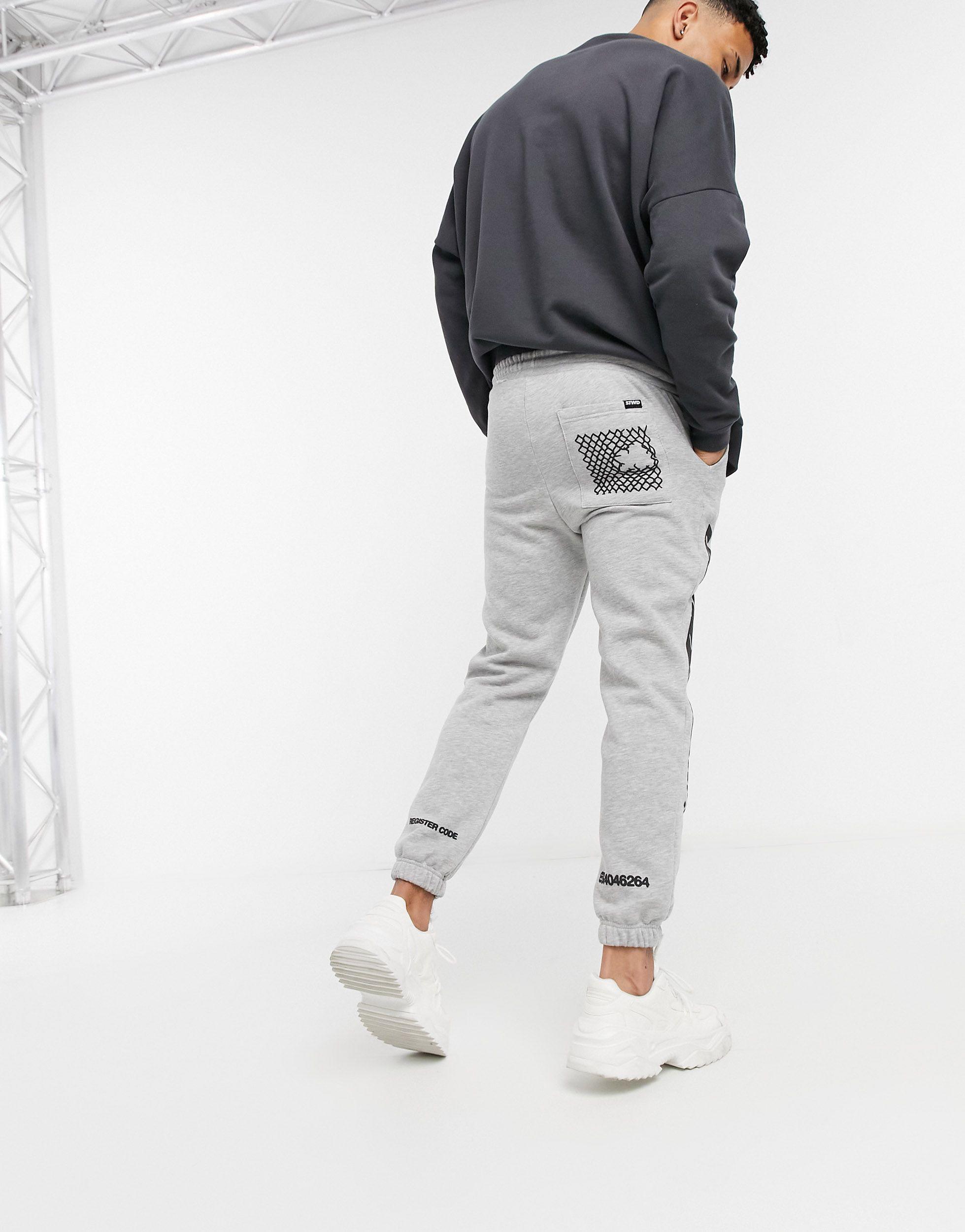 Pull&Bear joggers With Reverse Print in Grey (Gray) for Men - Lyst