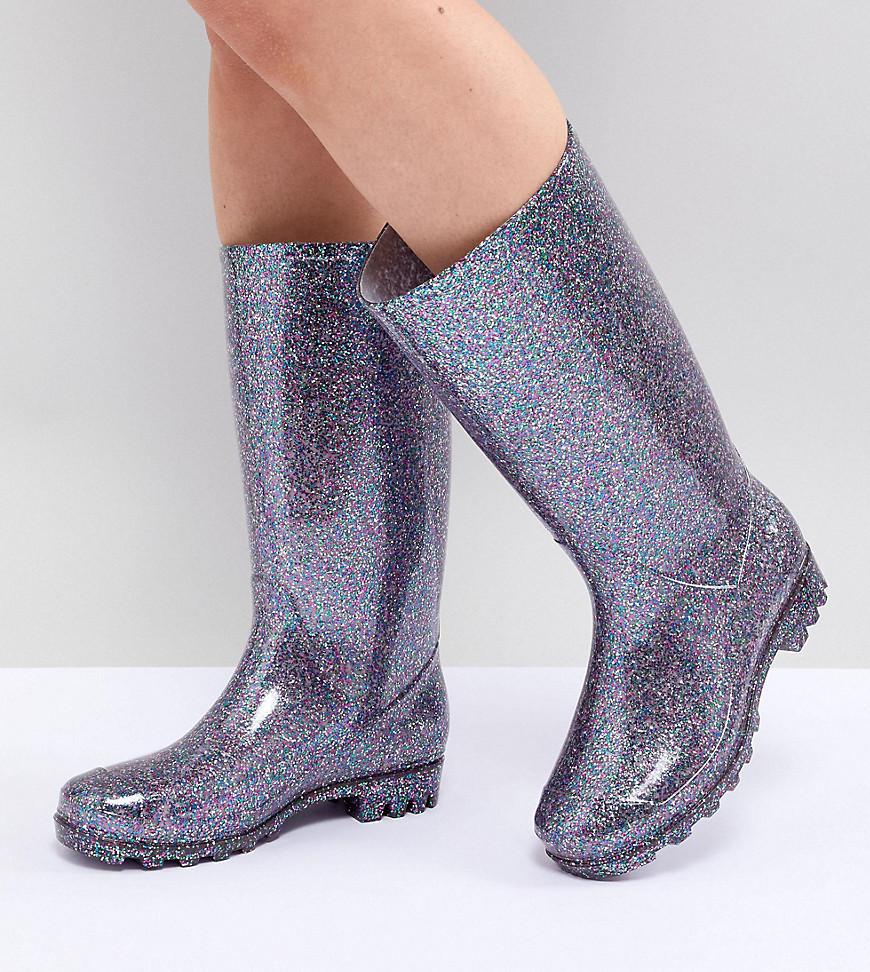 silver glitter wellies