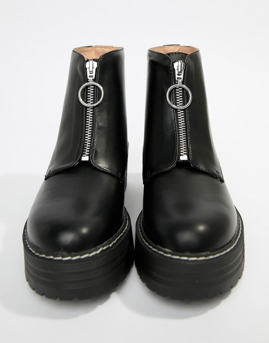 Botas con suela gruesa y cremallera en la parte delantera de Pull\u0026Bear de  Denim de color Negro | Lyst